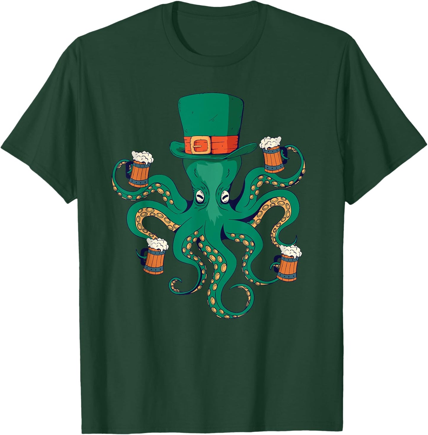St. Patricks Day Irish Octopus Kraken Beer Party Funny Gift T-Shirt - T-Shirt | Forest