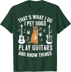 Thats What I Do I Pet Dogs I Play Guitar Gift Guitarist T-Shirt - T-Shirt | Forest