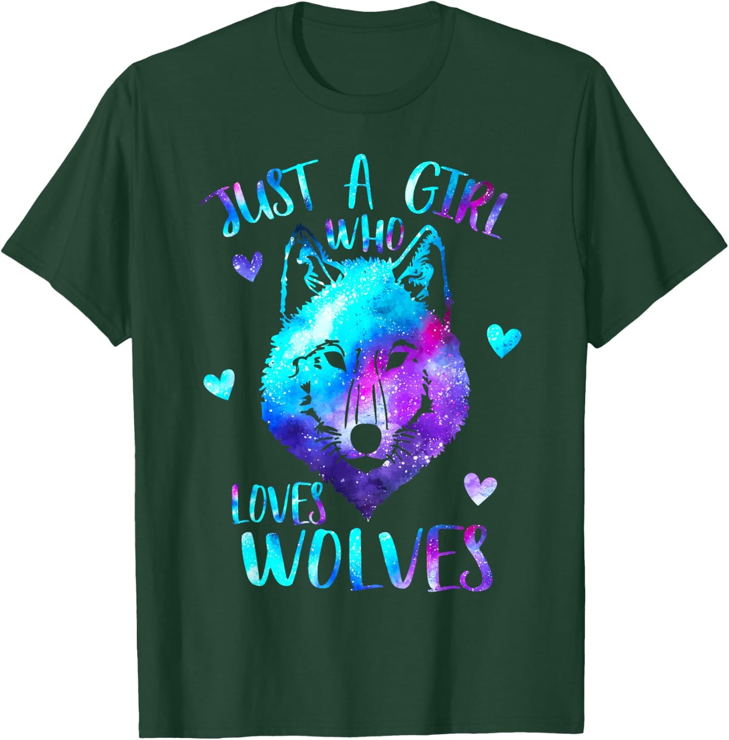 Just a Girl Who Loves Wolves Themed Galaxy Space Wolf Lover T-Shirt - T-Shirt | Forest