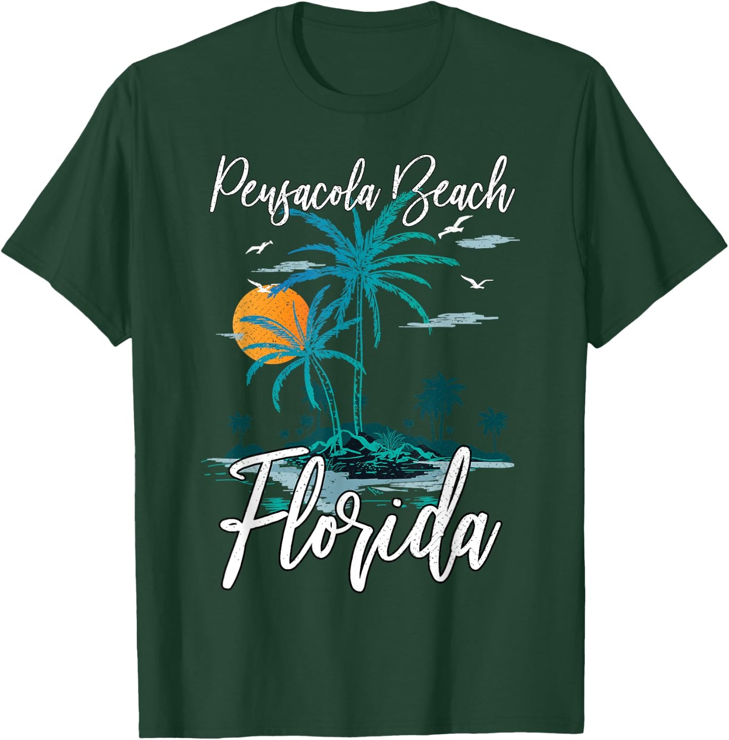 Family Vacation Retro Sunset Florida Pensacola Beach T-Shirt - T-Shirt | Forest