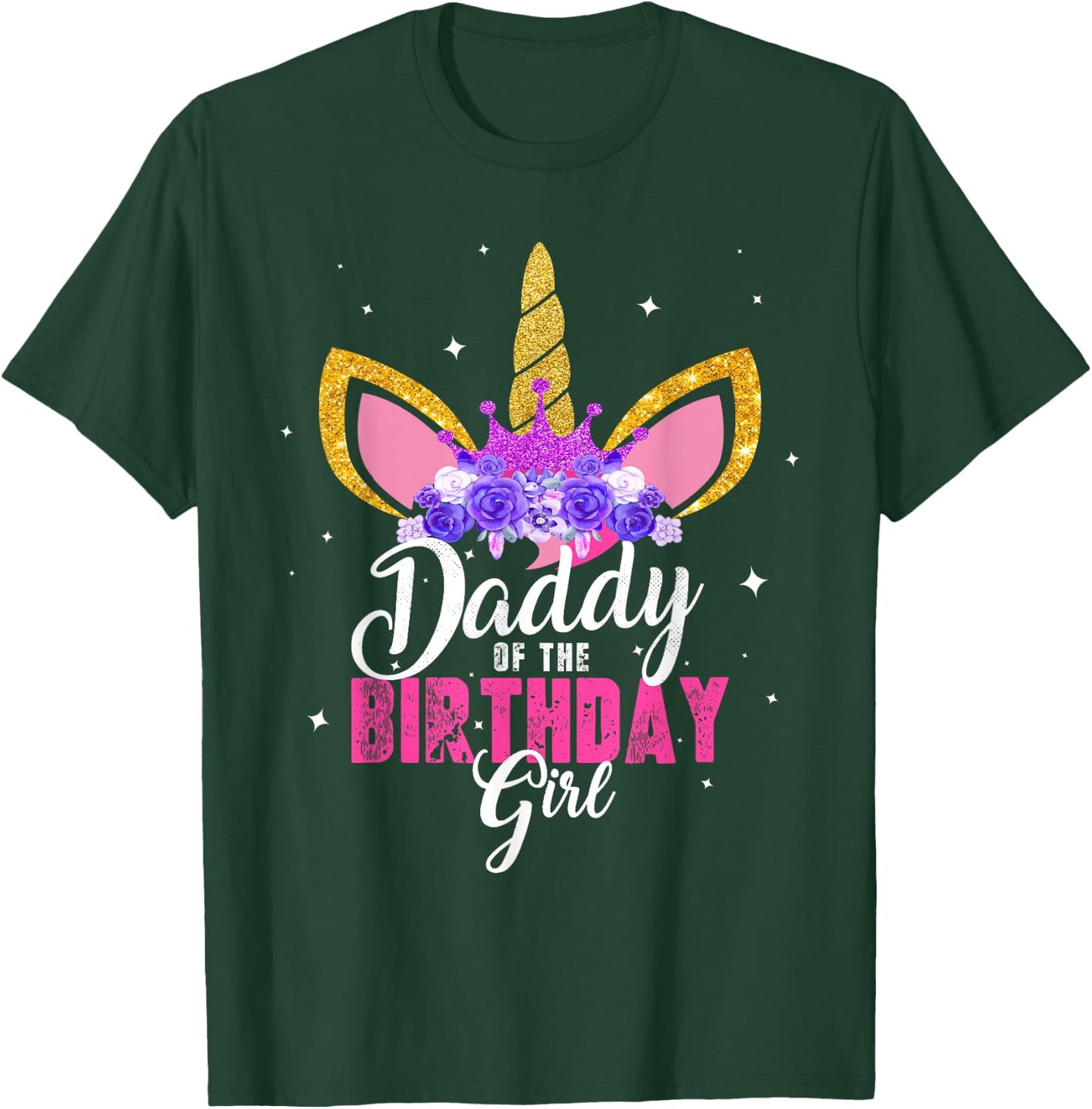 Daddy Of The Birthday Girl Unicorn Dad Birthday Princess T-Shirt - T-Shirt | Forest