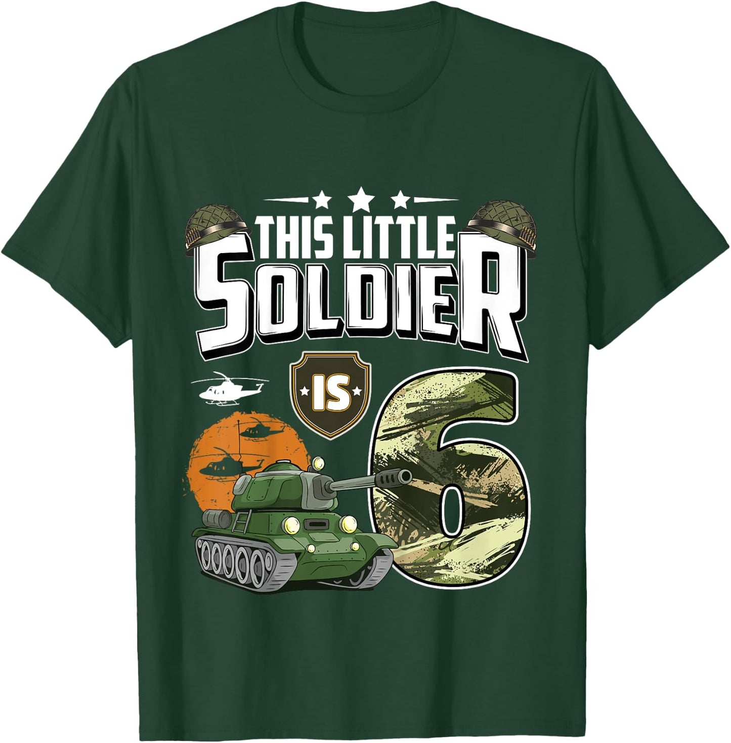 Kids 6 Year Old Soldier 6th Birthday Military Themed Camo boys T-Shirt - T-Shirt | Forest