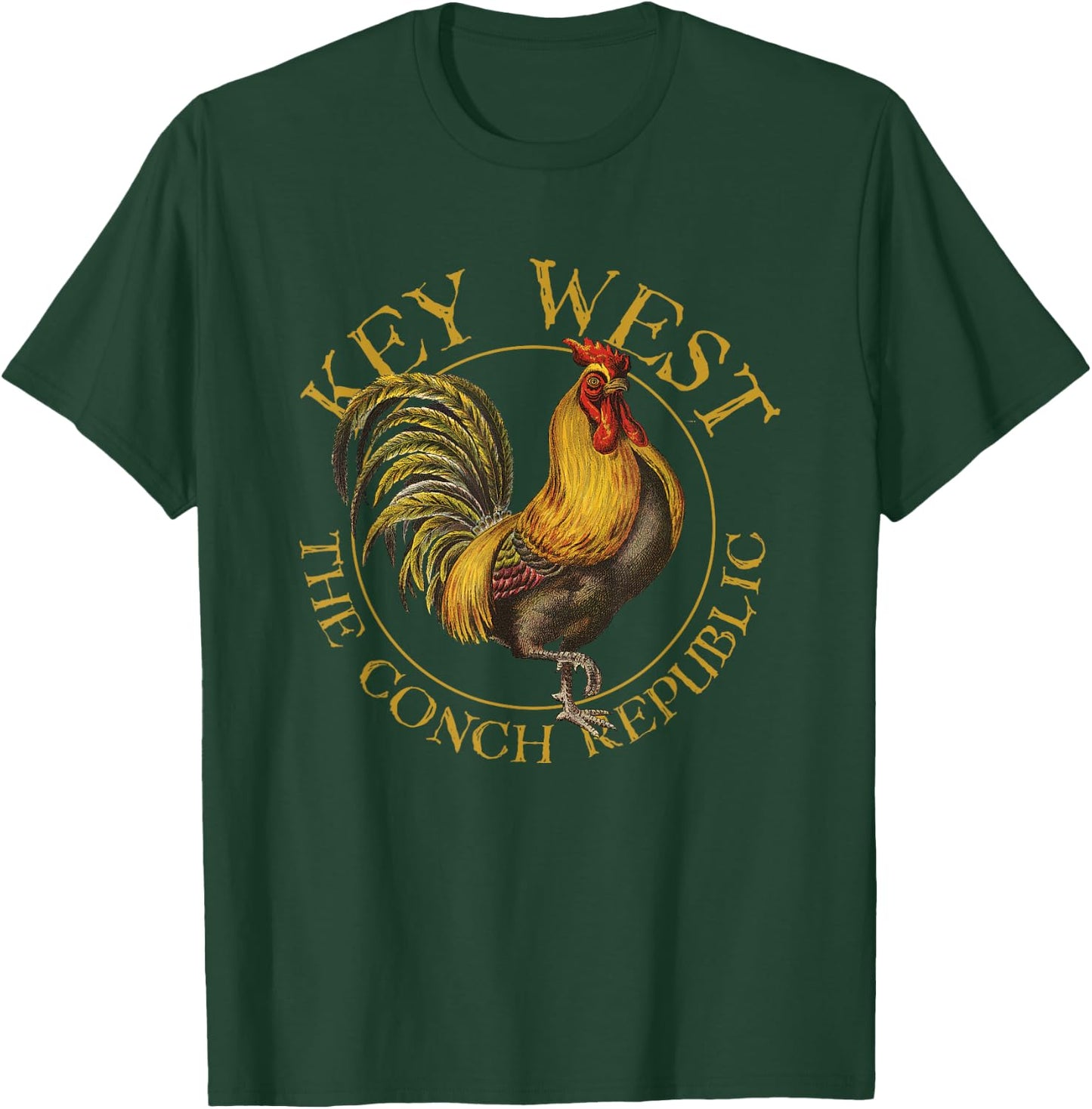 Key West Florida Vintage Rooster Design Souvenir T-Shirt - T-Shirt | Forest