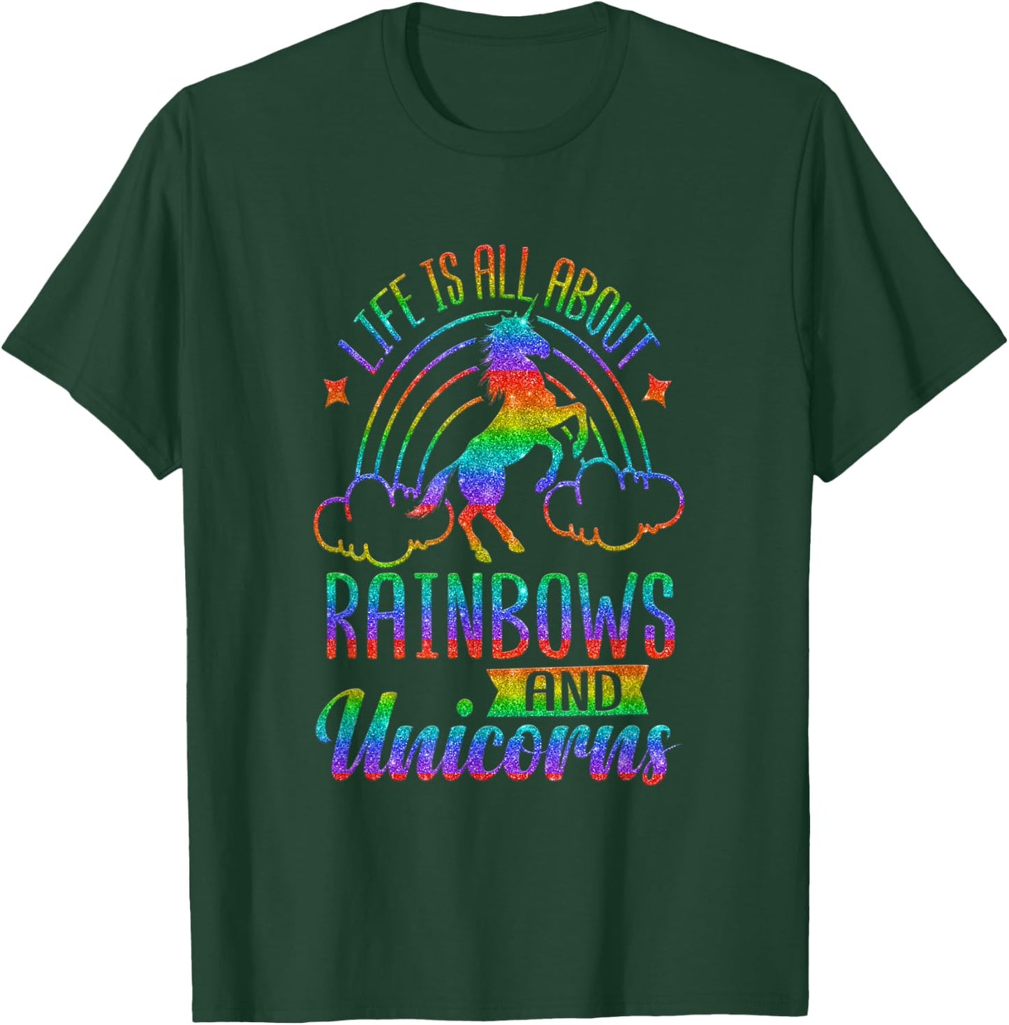 Life Is All About Rainbows And Unicorns Shirt Girls Ombre T-Shirt - T-Shirt | Forest