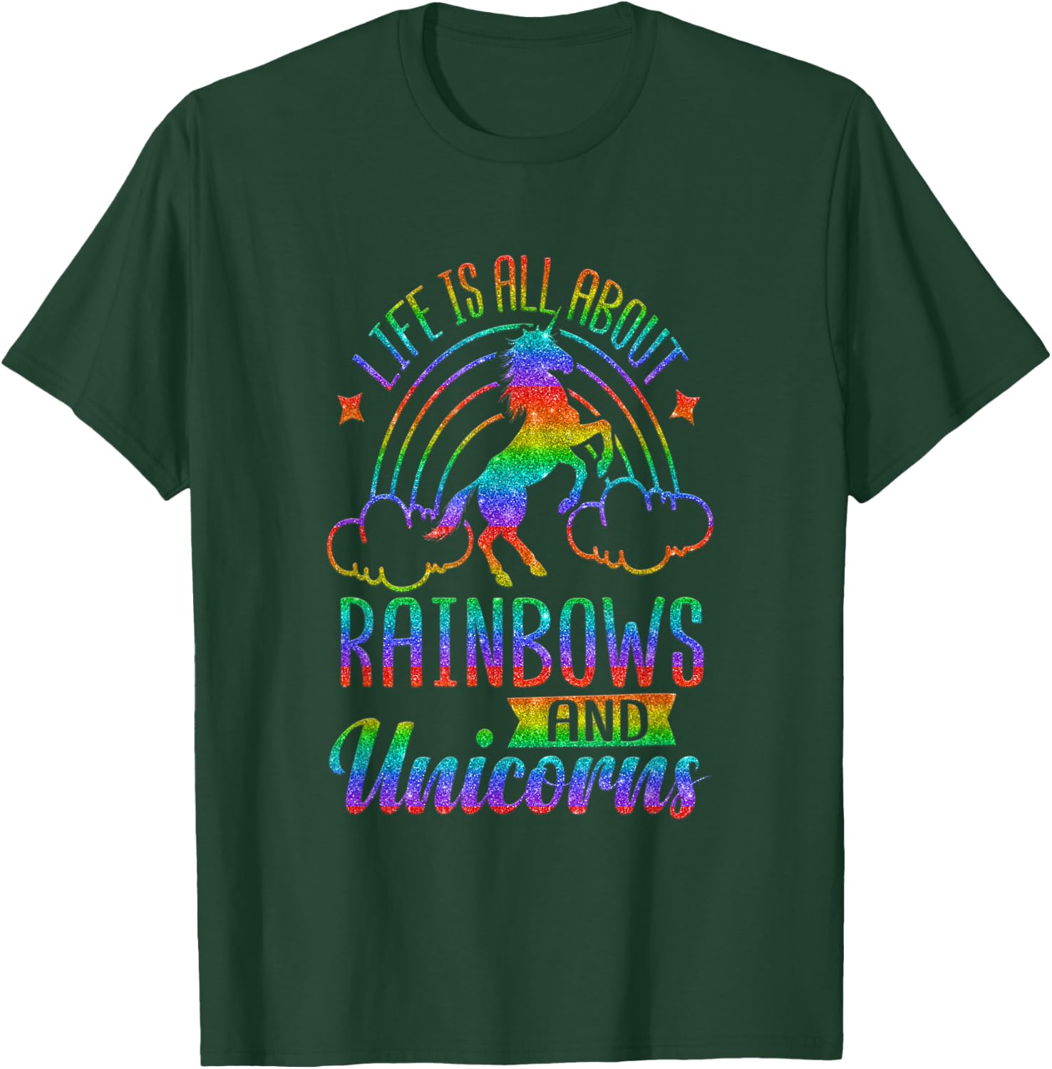 Life Is All About Rainbows And Unicorns Shirt Girls Ombre T-Shirt - T-Shirt | Forest