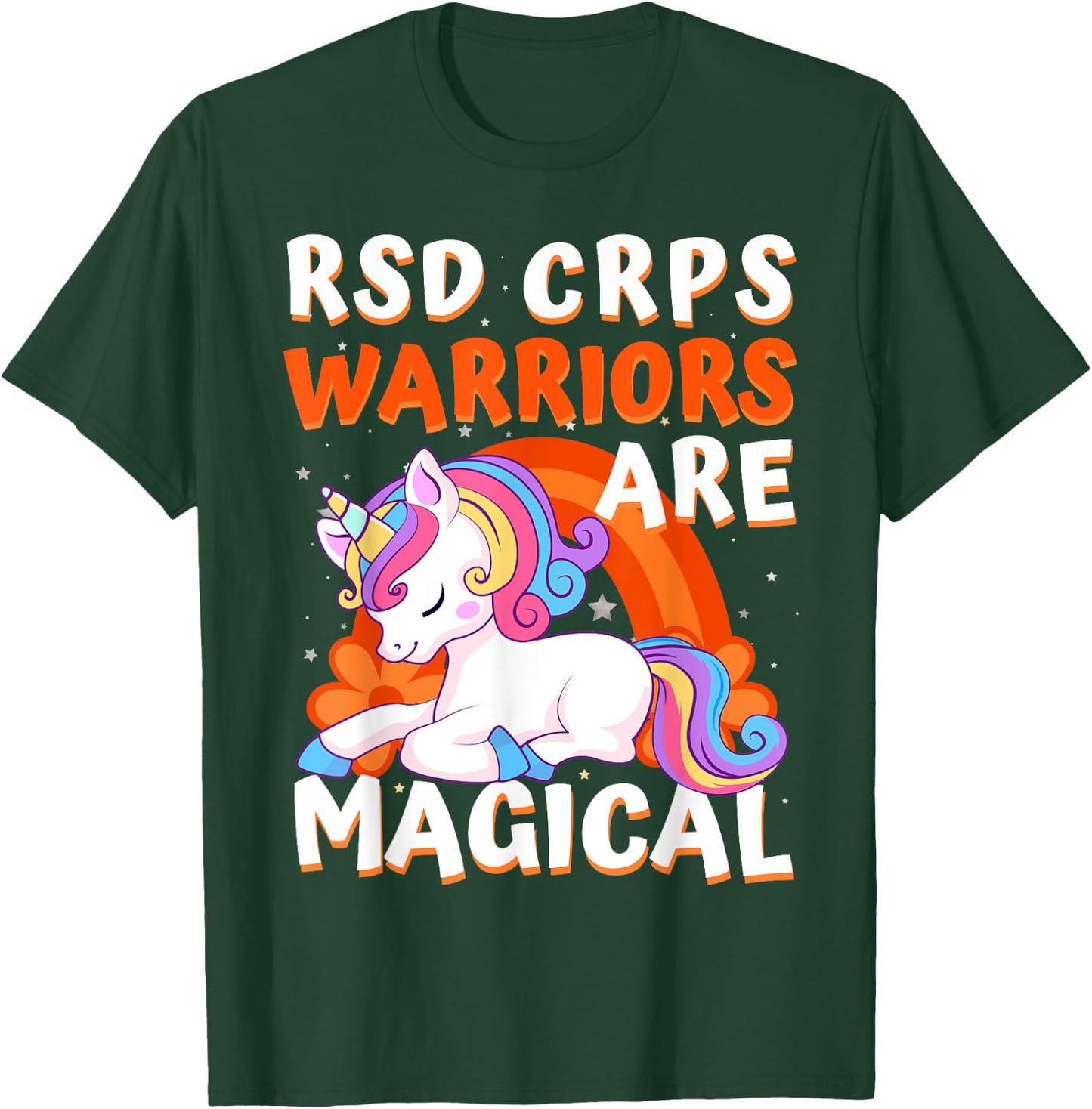 Warriors Are Magical RSD CRPS Awareness Ribbon Unicorn T-Shirt - T-Shirt | Forest
