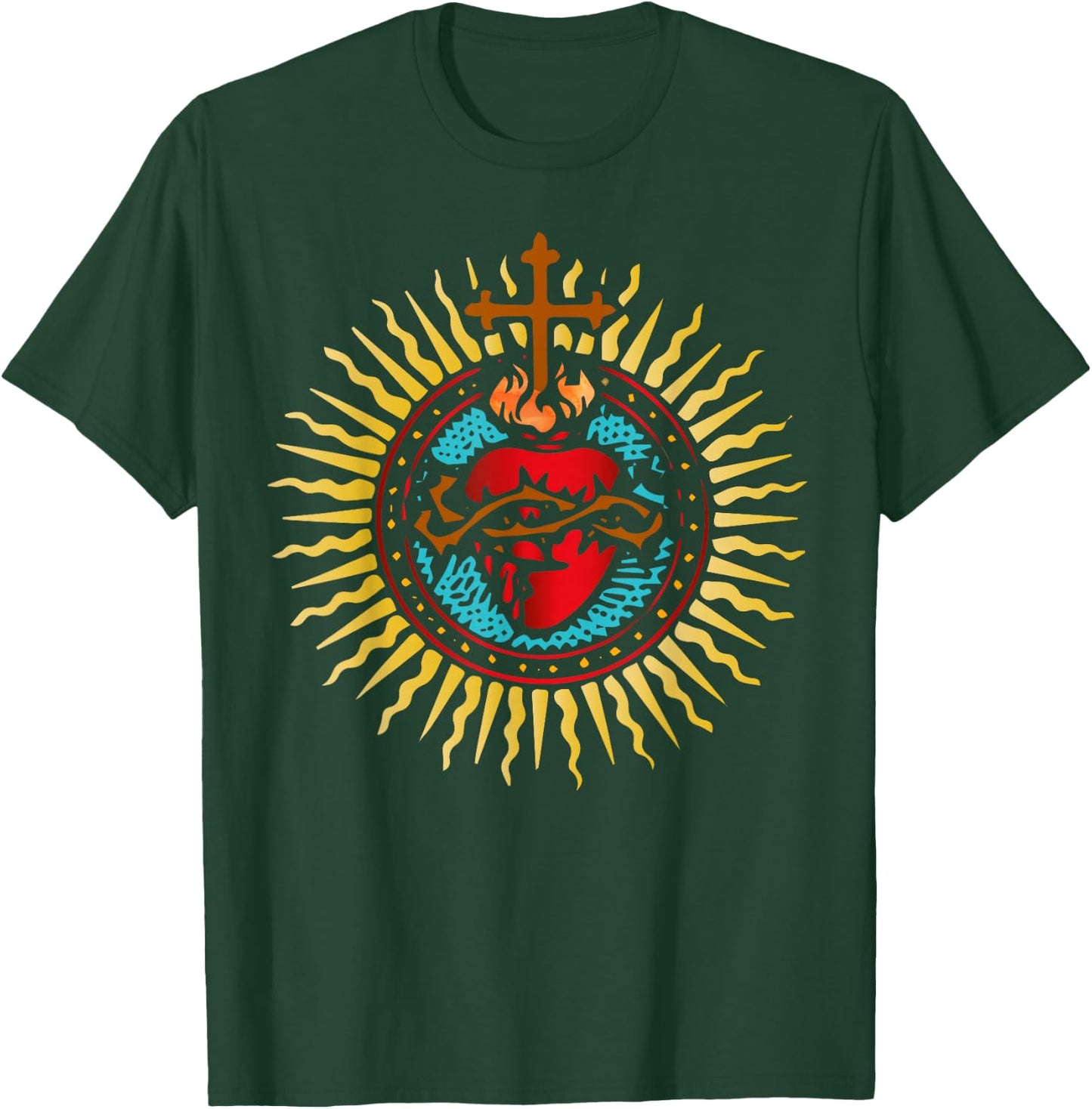 Sacred Heart of Jesus Catholic Art Latin Mass T-Shirt - T-Shirt | Forest