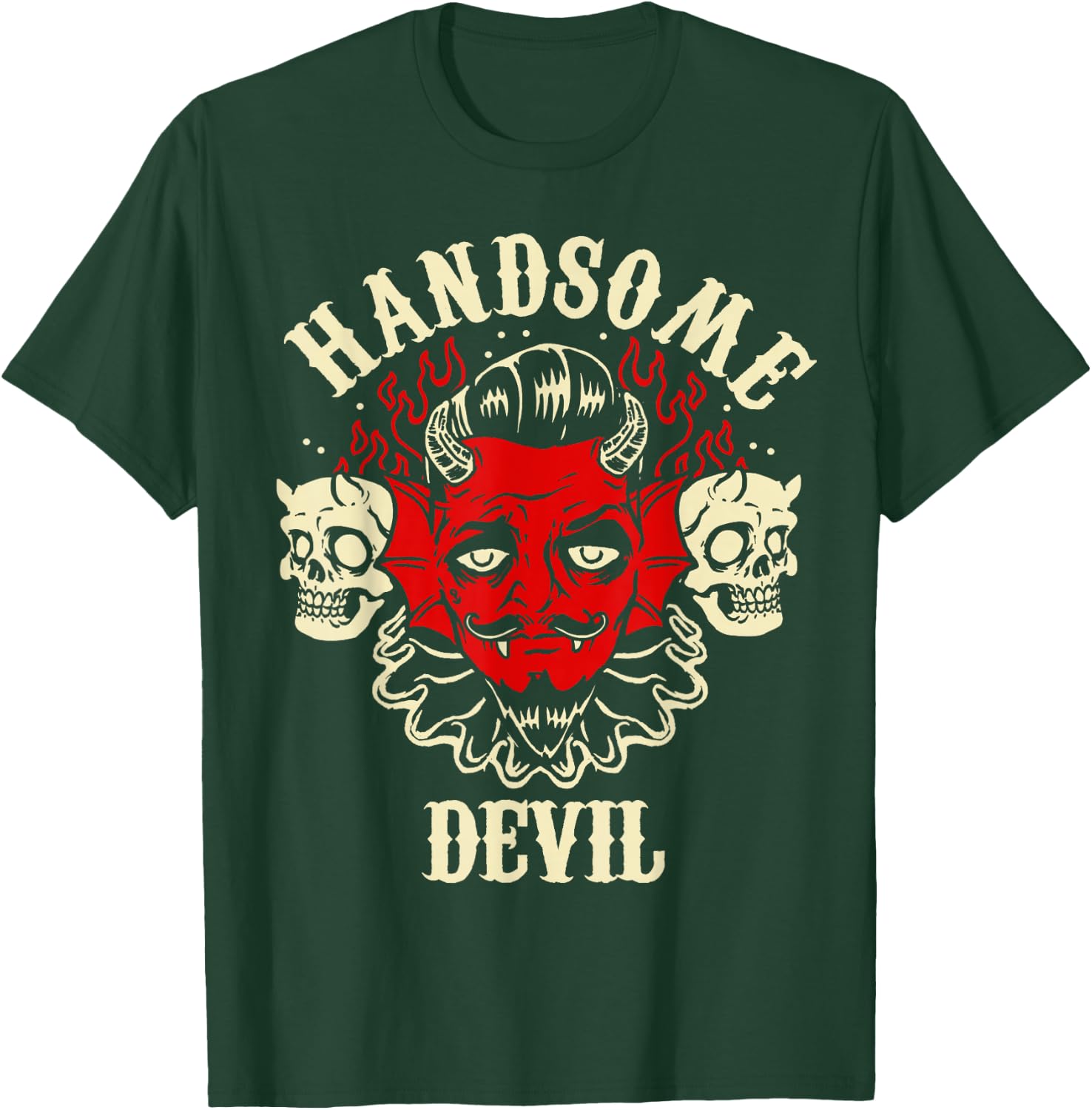 Horror Art - Handsome Devil Demon Psychobilly Lowbrow Art T-Shirt - T-Shirt | Forest