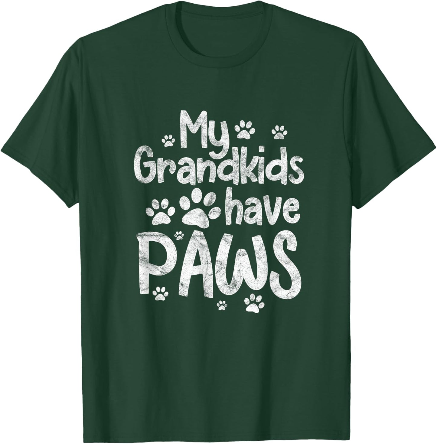 My Grandkids Have Paws Funny Dog Cat Grandma Grandmother T-Shirt - T-Shirt | Forest