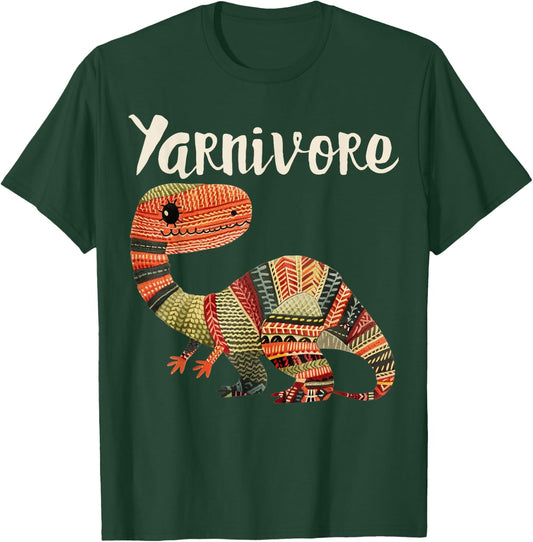 Yarnivore Funny Cute Crochet Knitting Yarn Dinosaur T-Shirt - T-Shirt | Forest