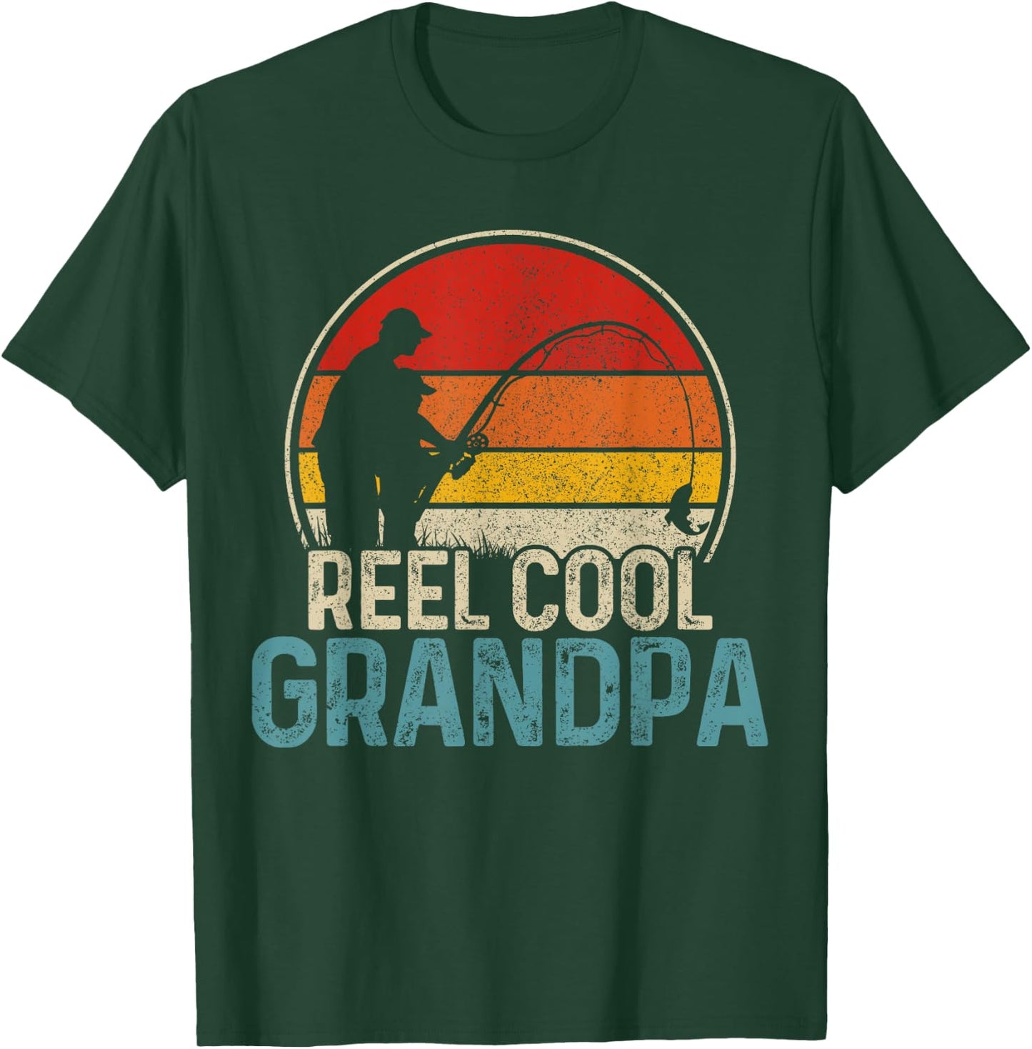 Reel Cool Grandpa Funny Fishing Vintage Fisherman Gift T-Shirt - T-Shirt | Forest