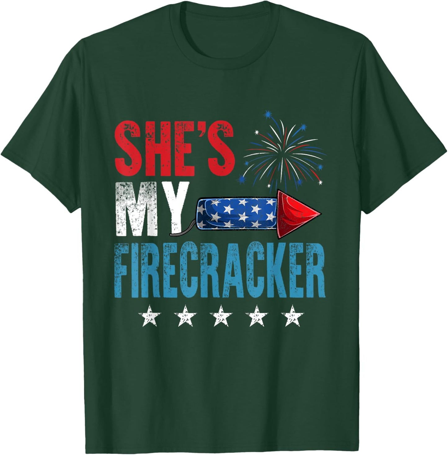 She's My Firecracker His And Hers 4th July Matching Couples T-Shirt - T-Shirt | Forest