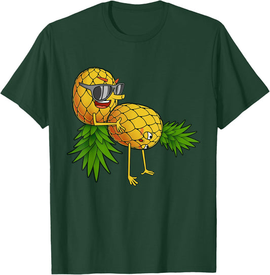 Funny Upside Down Pineapple Swinger Gift and Men Small T-Shirt - T-Shirt | Forest