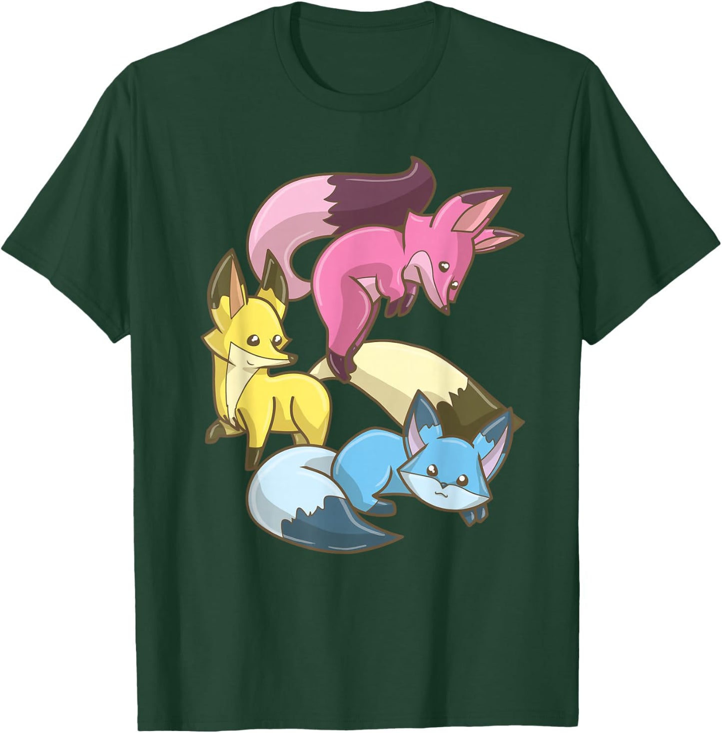 Pansexual Fox, Kawaii Pastel Goth Anime Art Subtle Pan Pride T-Shirt - T-Shirt | Forest