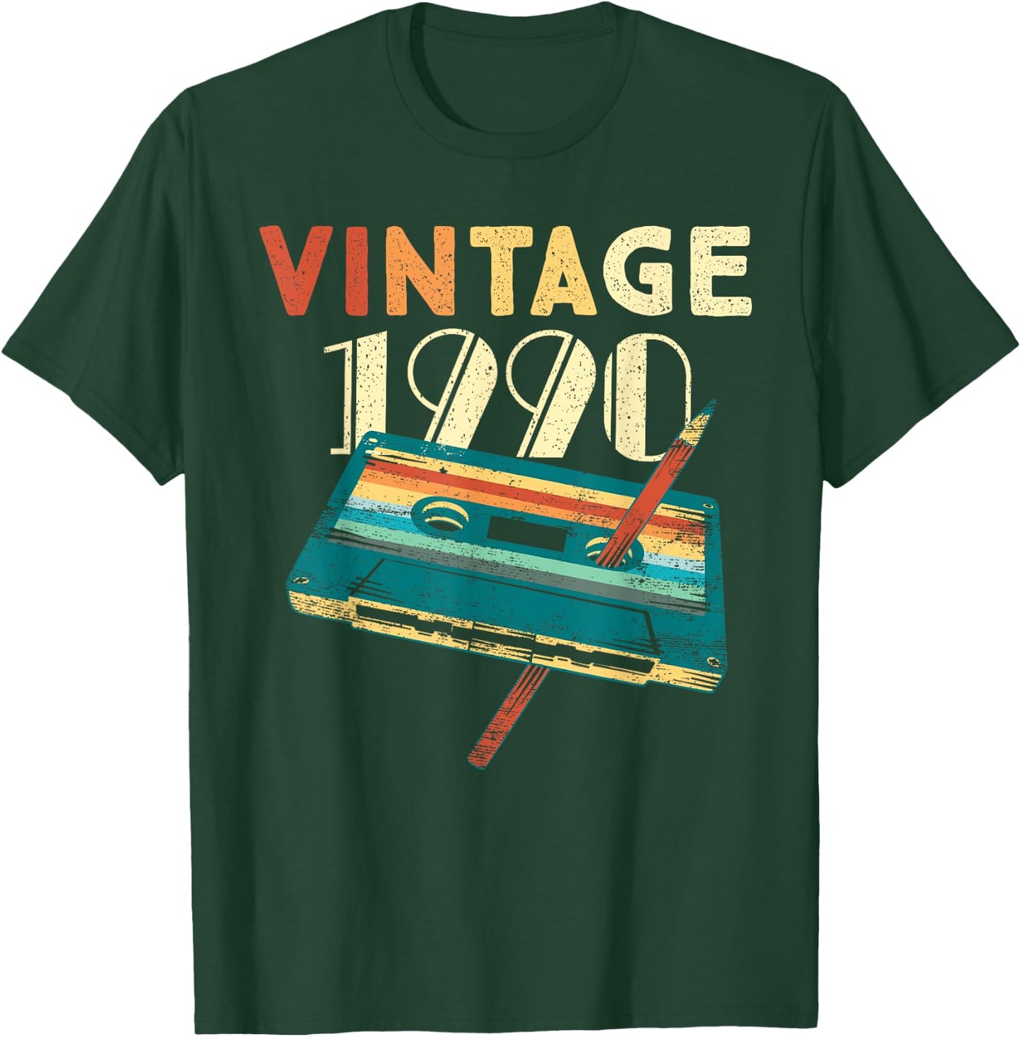 Vintage 1990 Music Cassette 35 Years Old Gifts 35th Birthday T-Shirt - T-Shirt | Forest