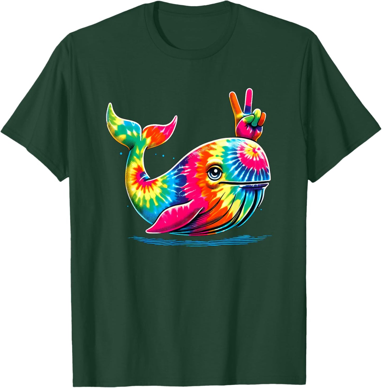 Peace Sign Tie Dye Whale T-Shirt - T-Shirt | Forest