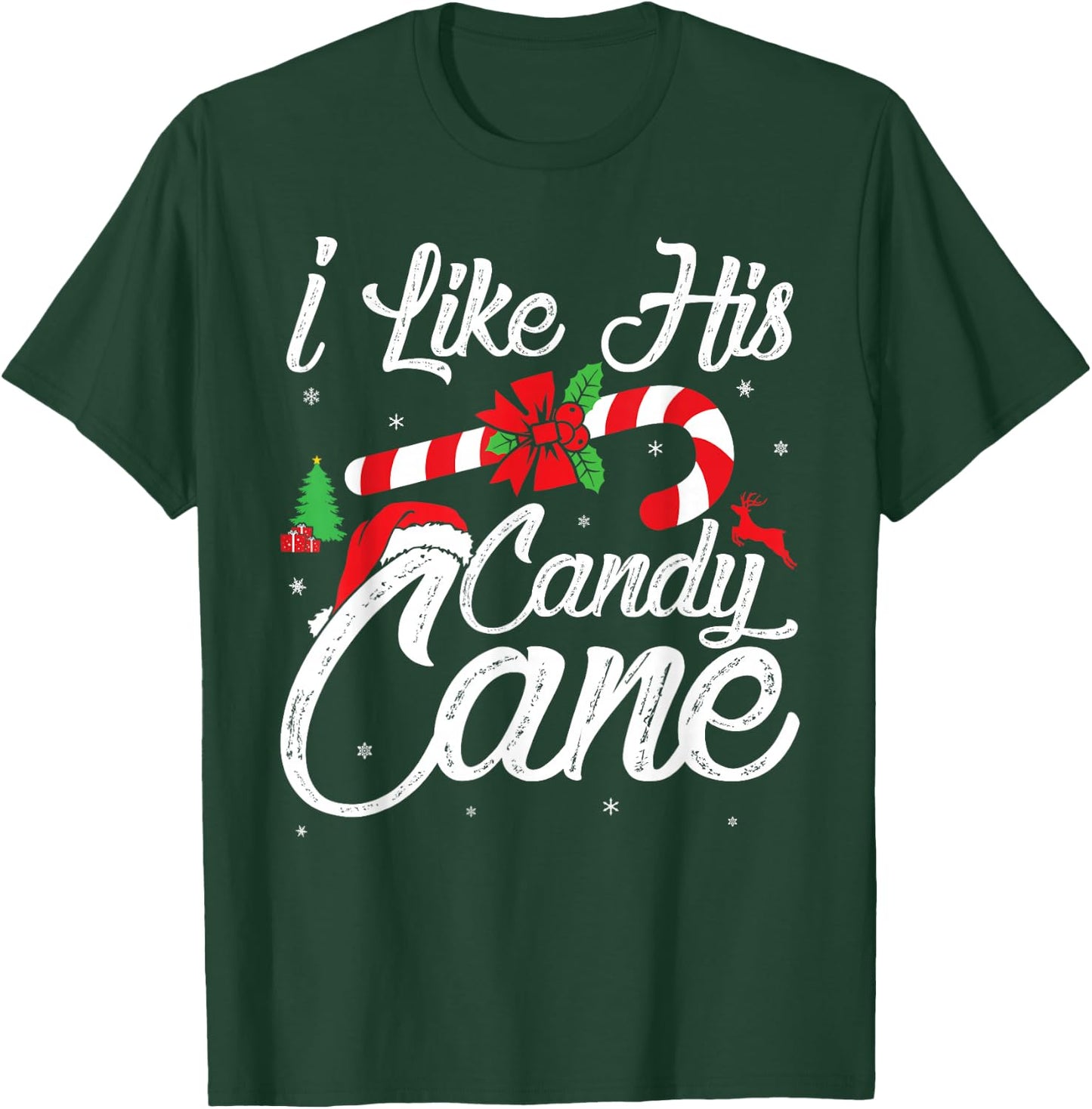 I Like His Candy Cane Couples Matching Christmas Funny T-Shirt - T-Shirt | Forest
