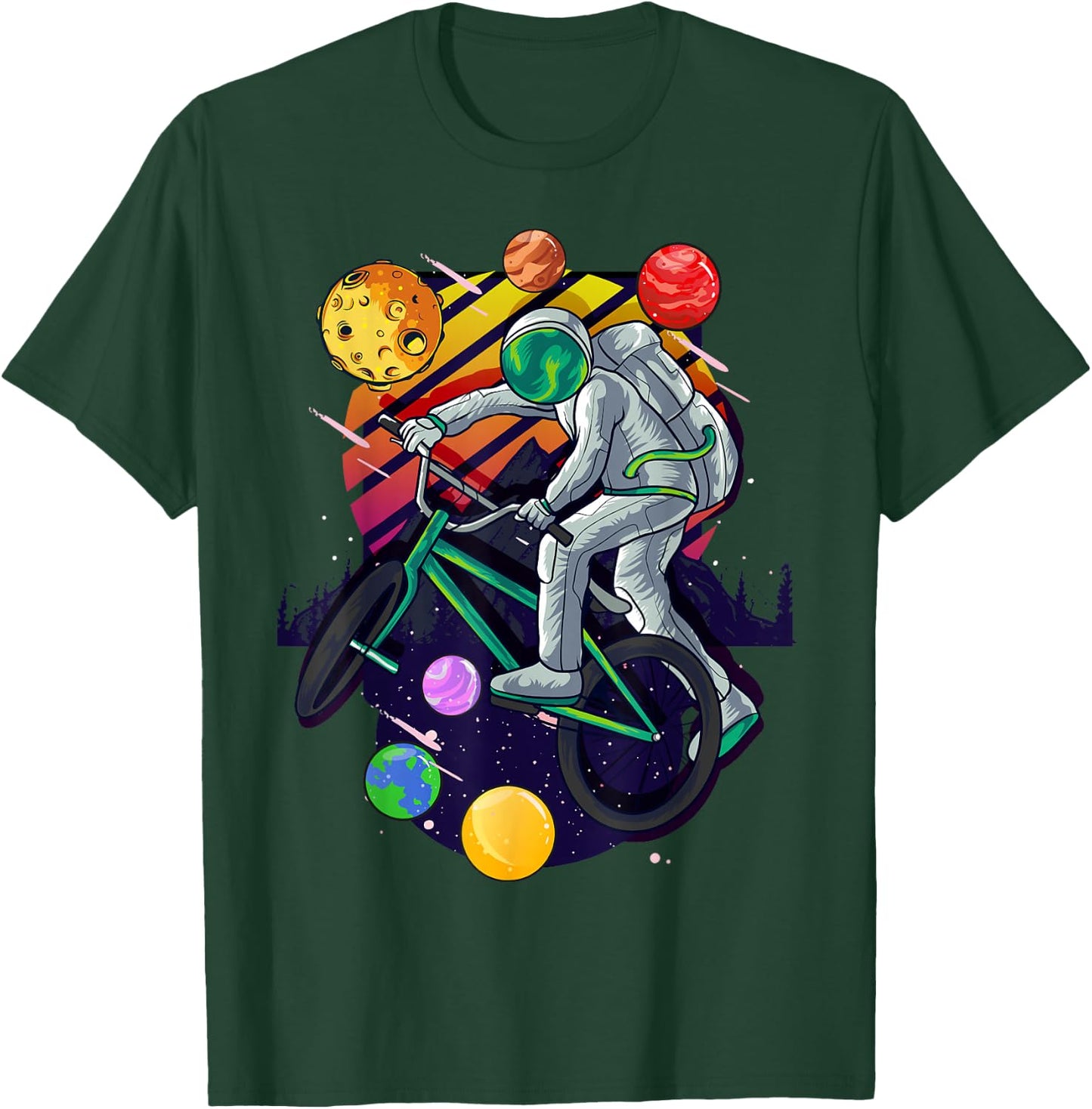 Solar System Astronaut Space on BMX Bike in Planets for Kids T-Shirt - T-Shirt | Forest