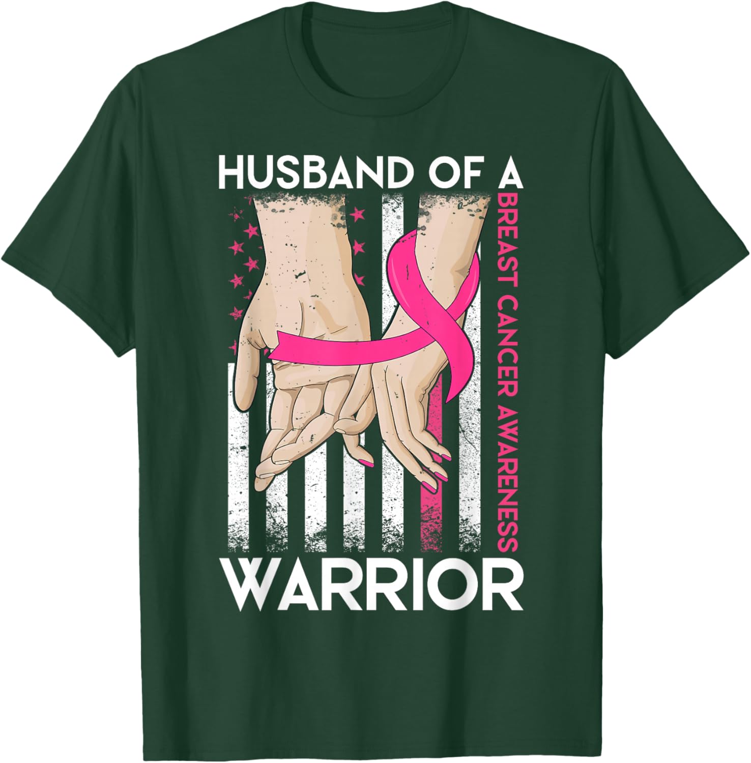 Husband Of A Warrior Breast Cancer Awareness Support Squad T-Shirt - T-Shirt | Forest