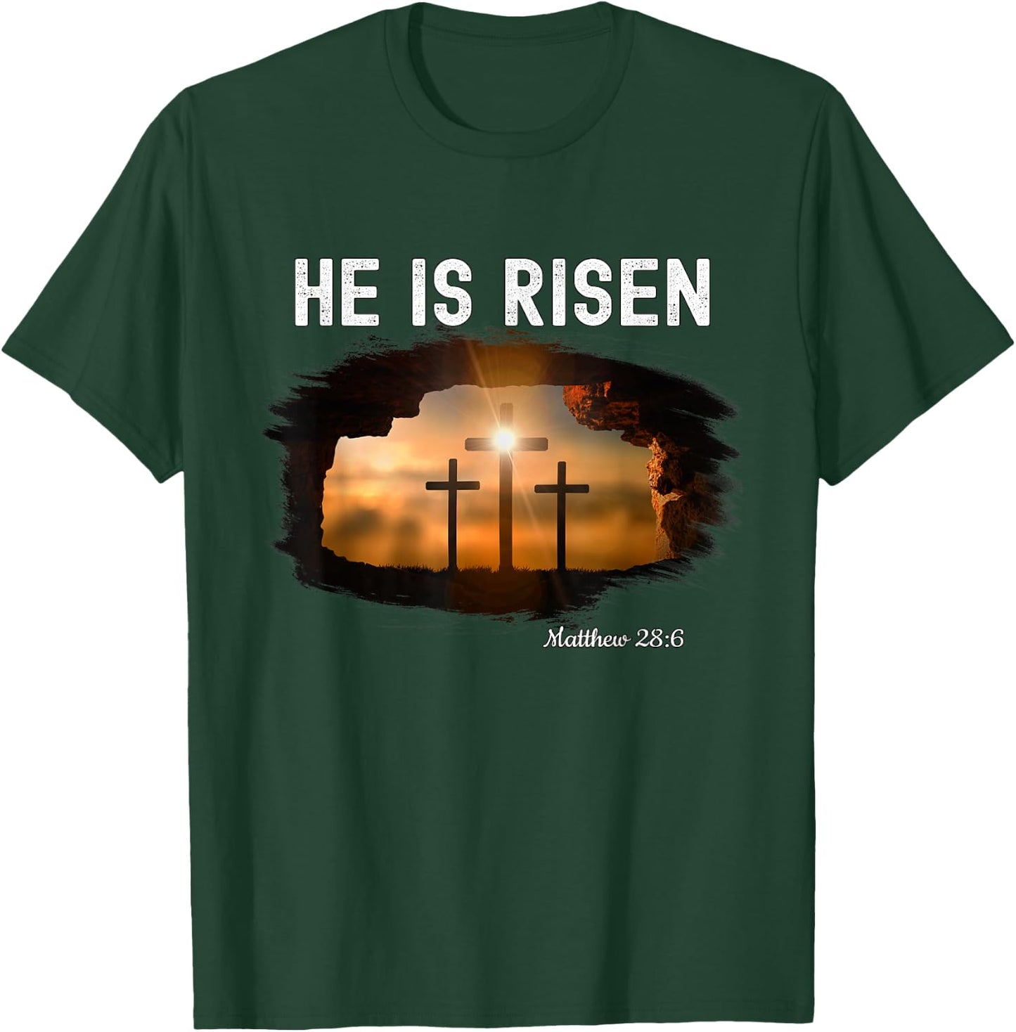 He is risen Christian Easter Jesus Matthew 28:6 T-Shirt - T-Shirt | Forest