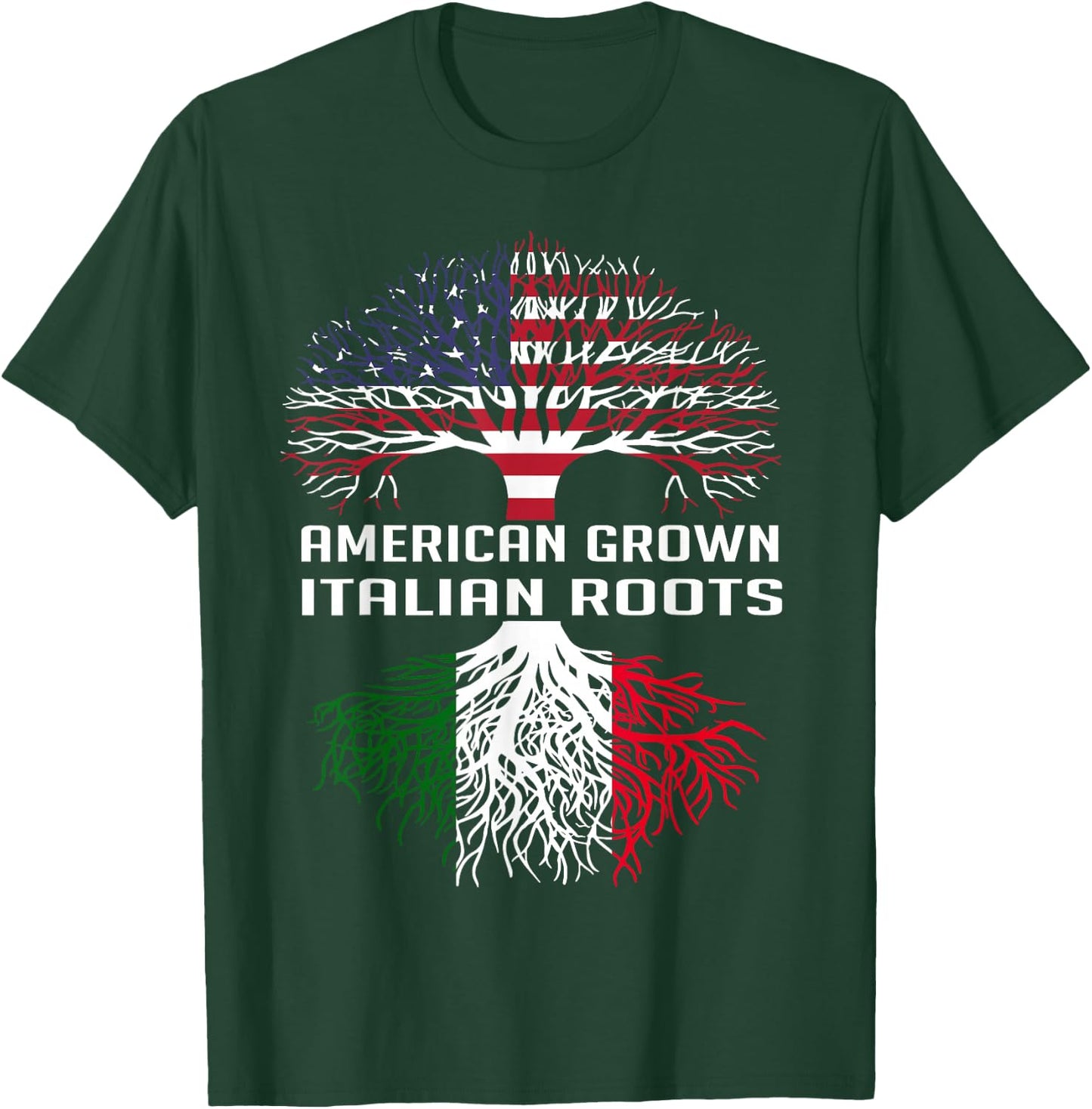 American Grown Italian Roots Italy Flag Proud Italian Roots T-Shirt - T-Shirt | Forest