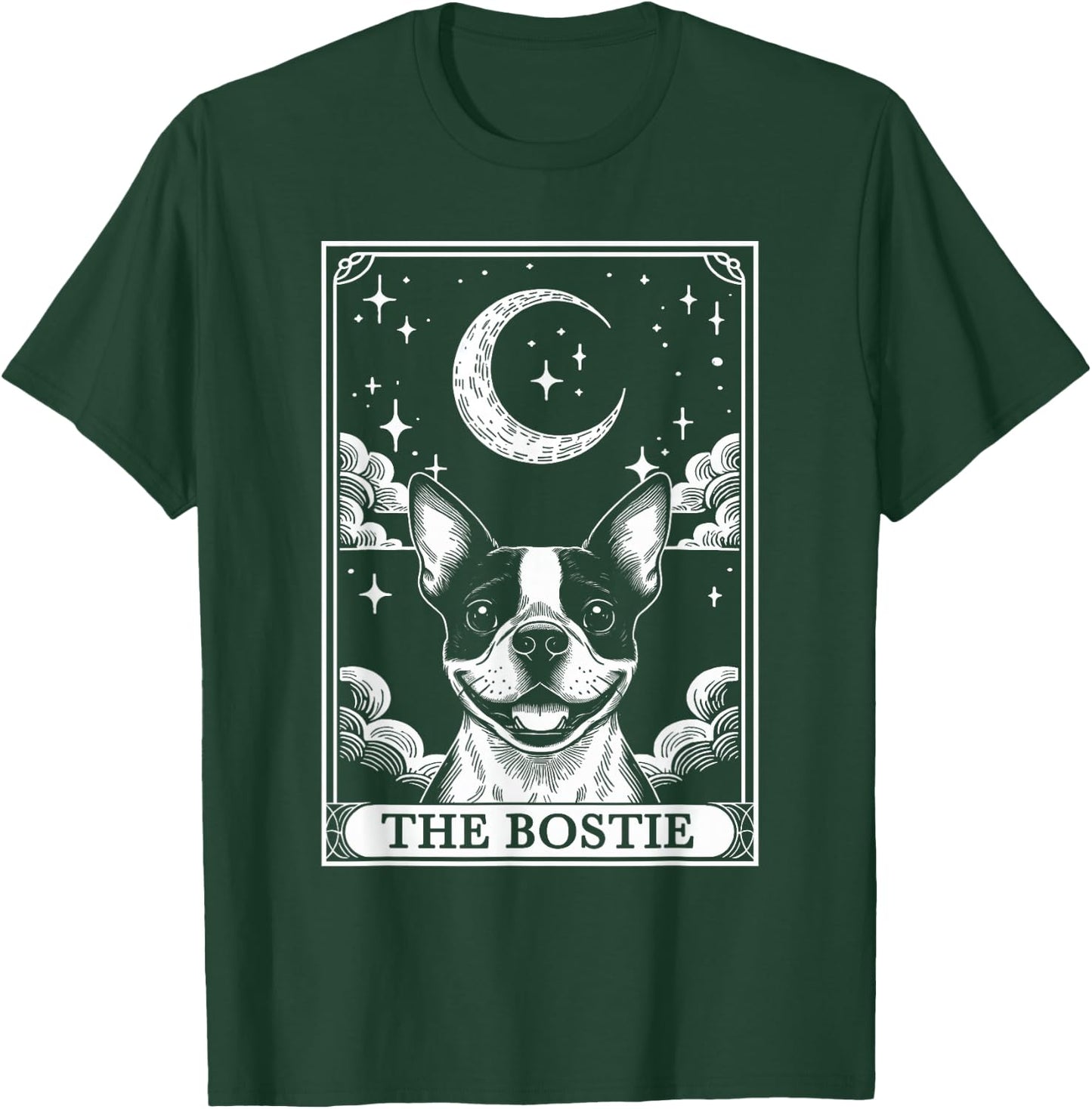 Tarot Card Vintage Crescent Moon Boston Terrier Dog Mom T-Shirt - T-Shirt | Forest
