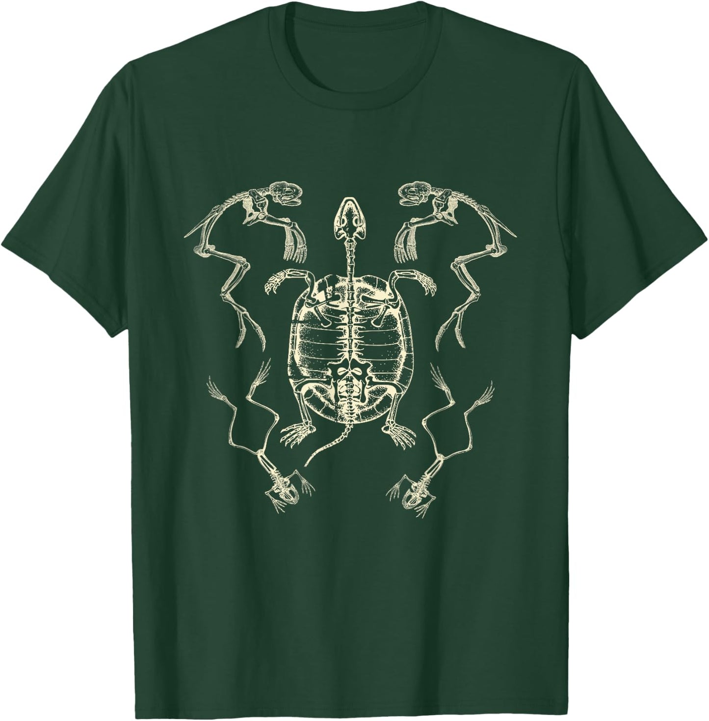 Goblincore Aesthetic Frog and Turtle Dark Academia Skeleton T-Shirt - T-Shirt | Forest
