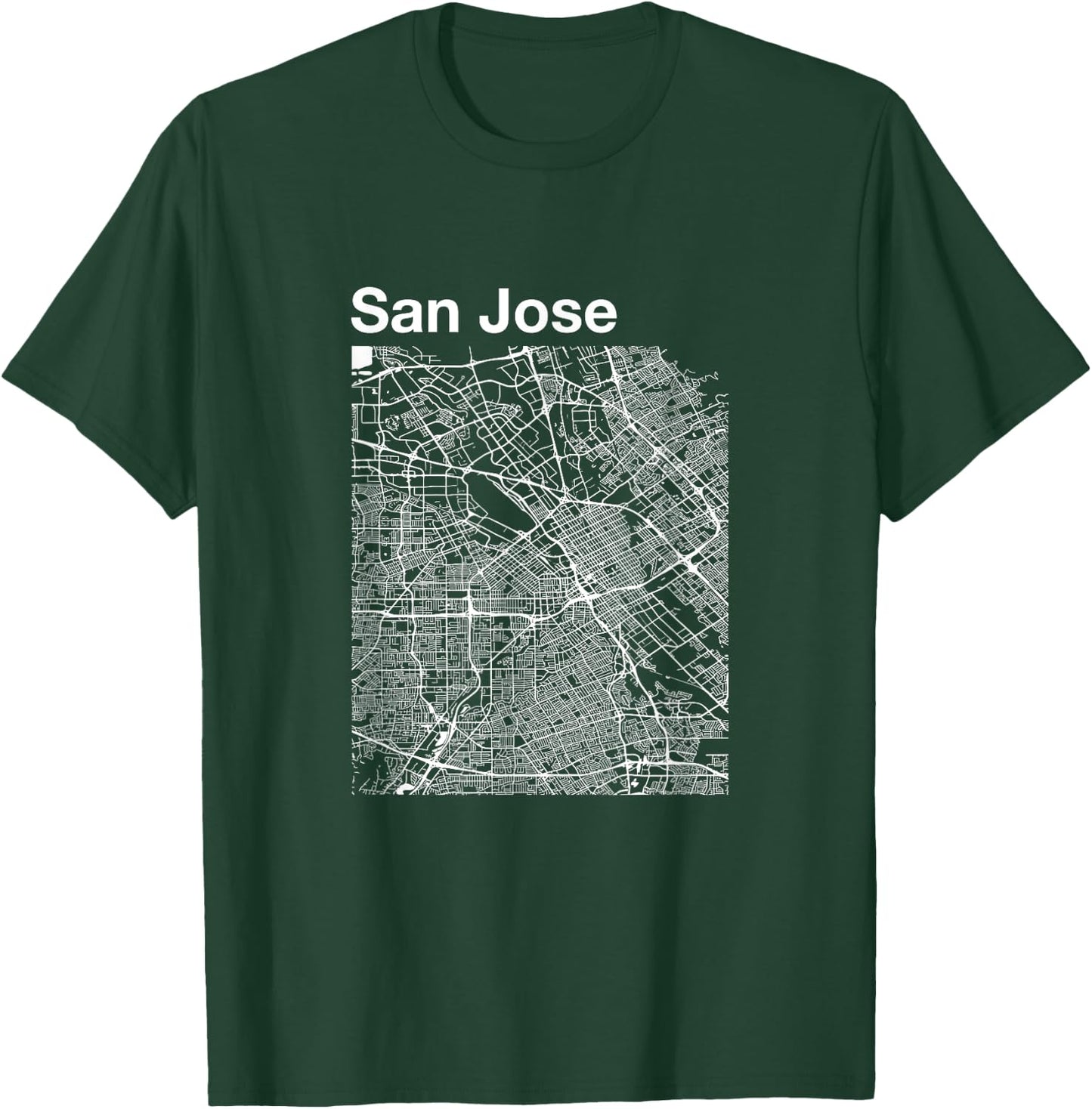 San Jose California Vintage Style Home City Street Map T-Shirt - T-Shirt | Forest