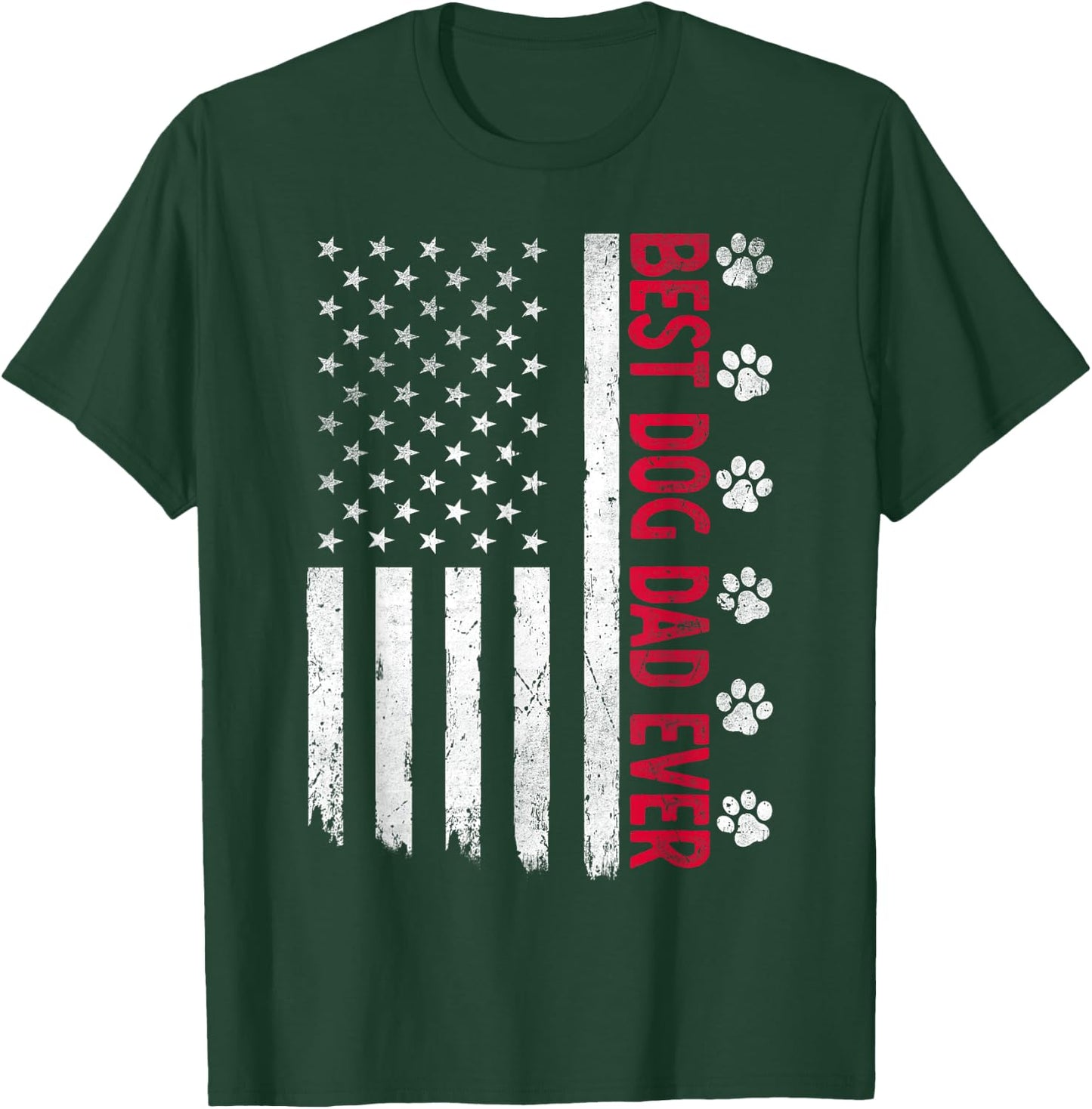 Best Dog Dad Ever American USA Flag Father's Day Dog Lover T-Shirt - T-Shirt | Forest