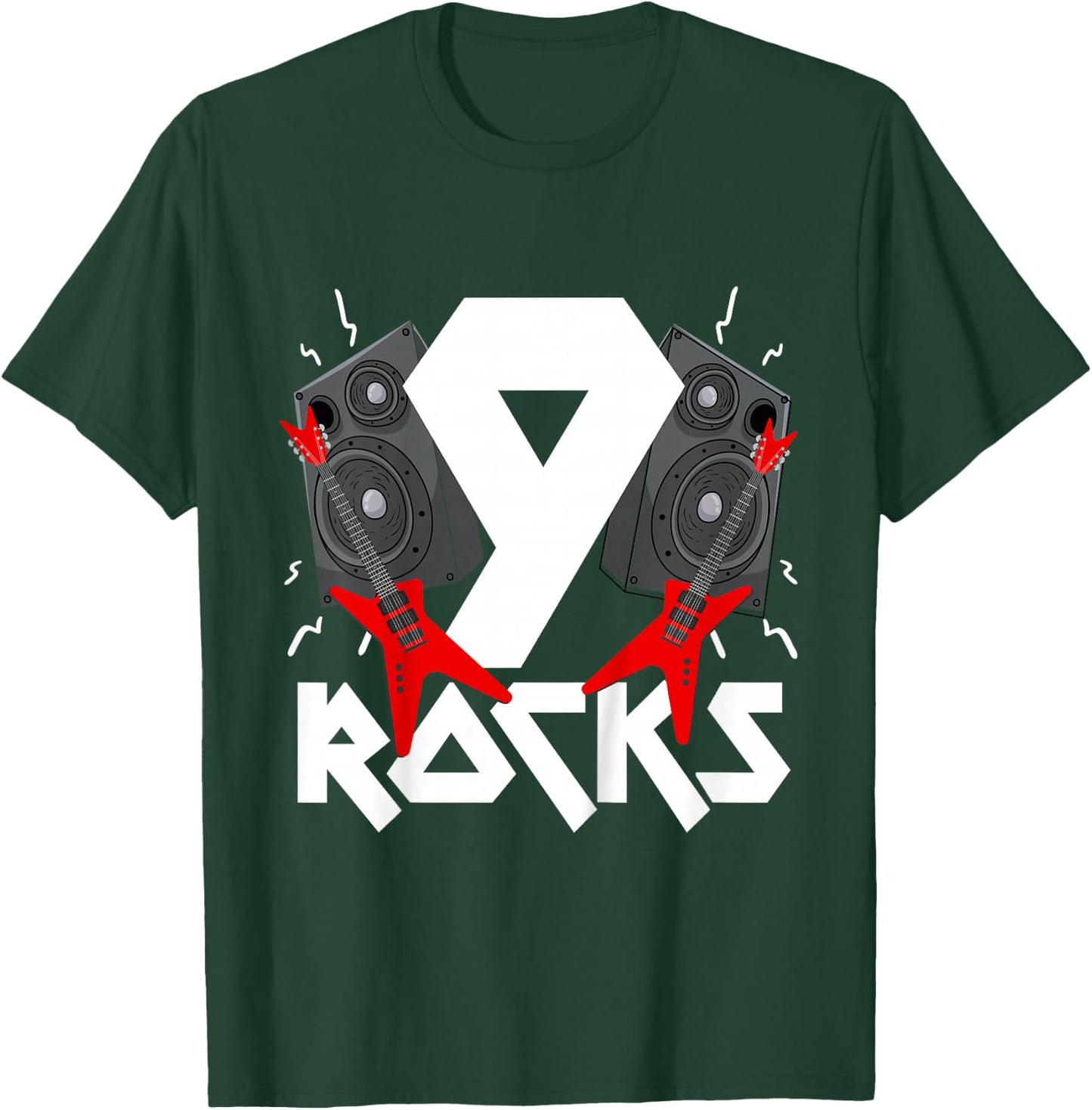 9 Rocks Birthday Party 9 Year Old Rock N Roll Star 9th Gift T-Shirt - T-Shirt | Forest