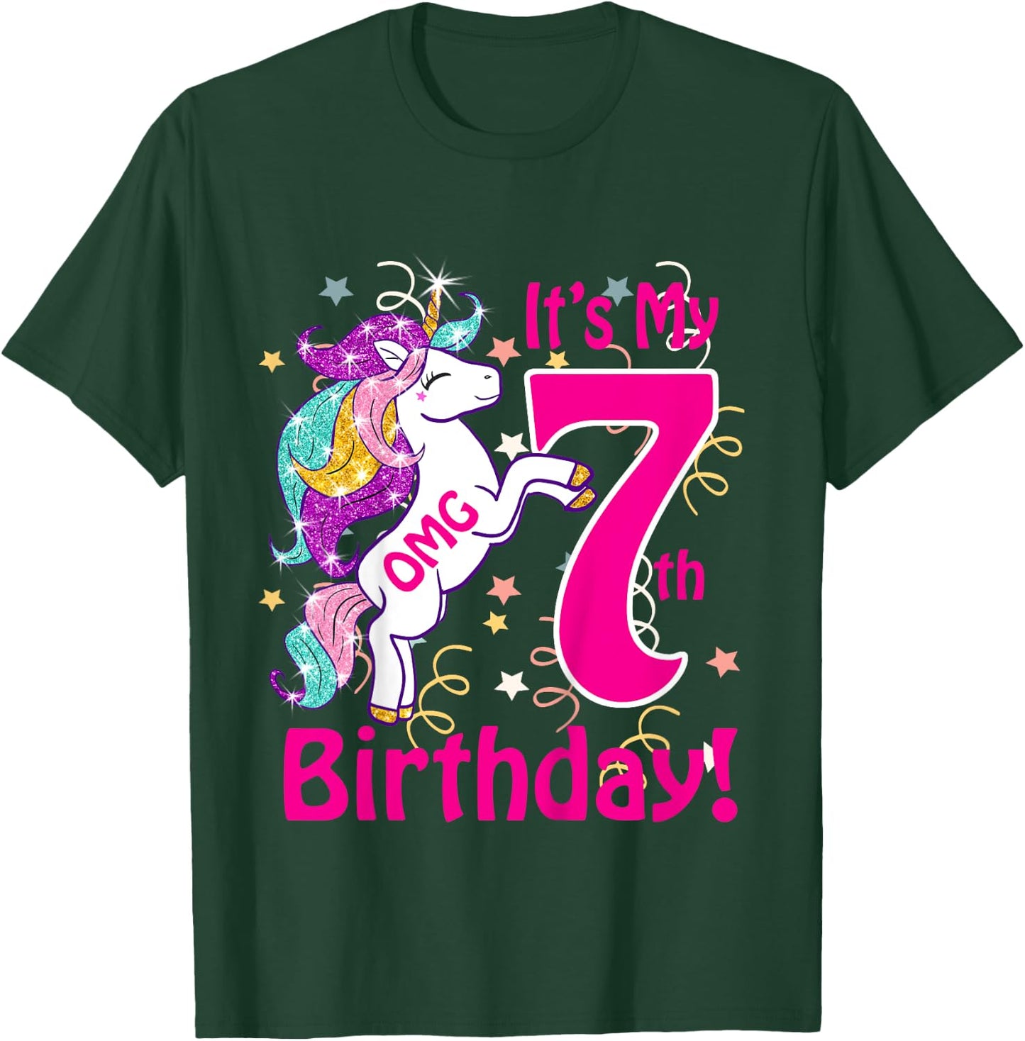 OMG It's My 7th Birthday Girls Unicorn (7 years old) outfit T-Shirt - T-Shirt | Forest