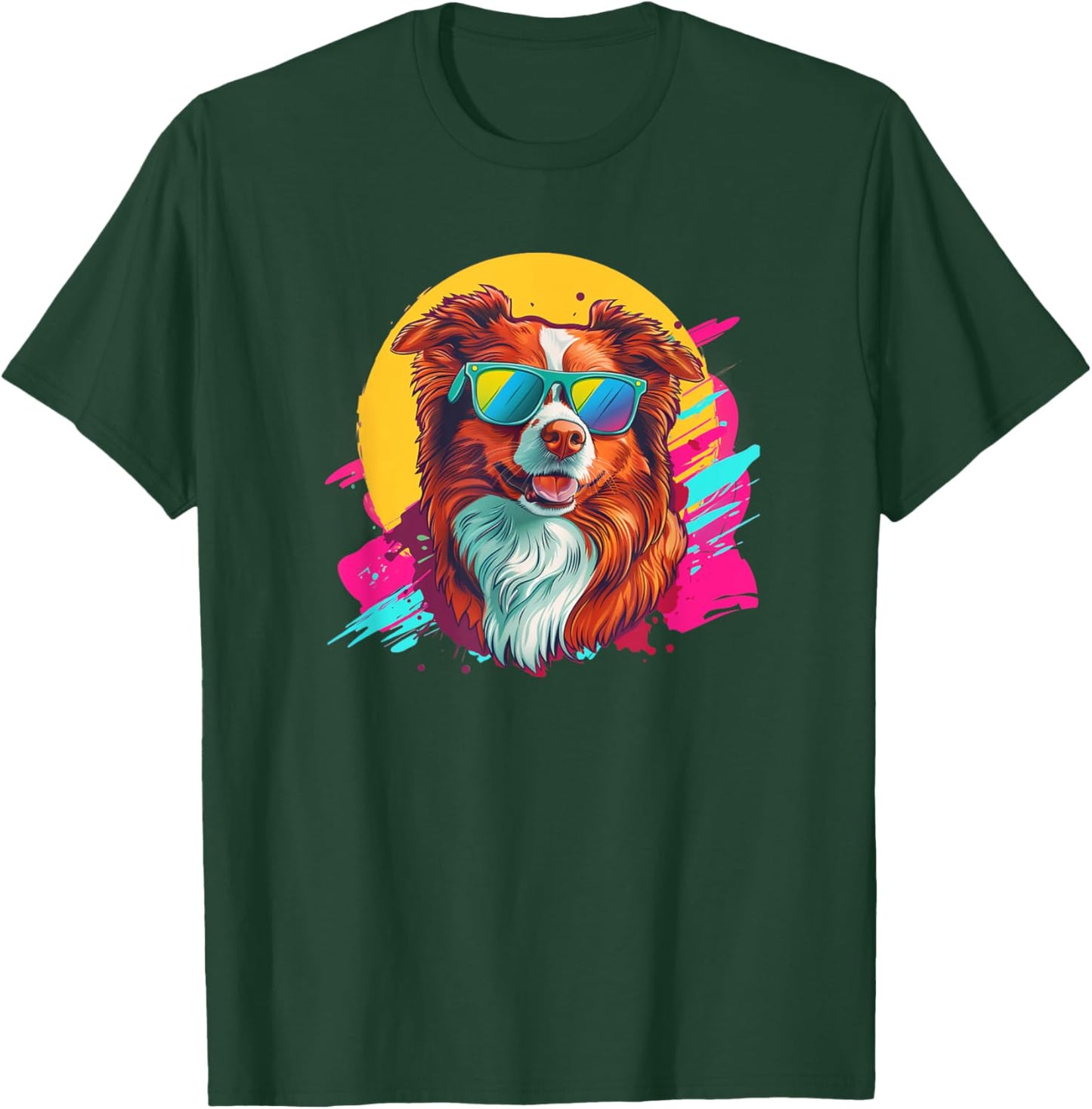 & Funny Retro Vintage Red Border Collie Lover T-Shirt - T-Shirt | Forest
