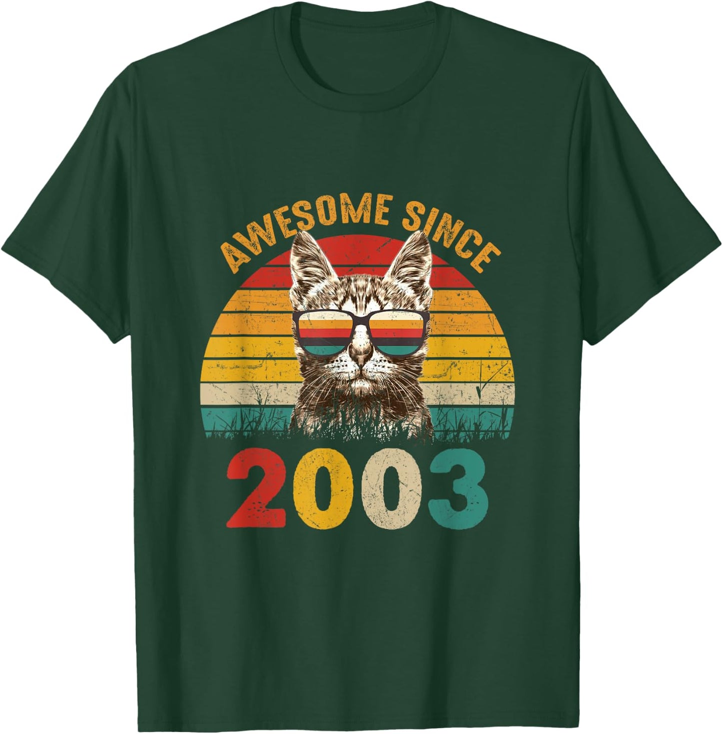 22nd Birthday Party 22 years old Cat Awesome Since 2003 T-Shirt - T-Shirt | Forest