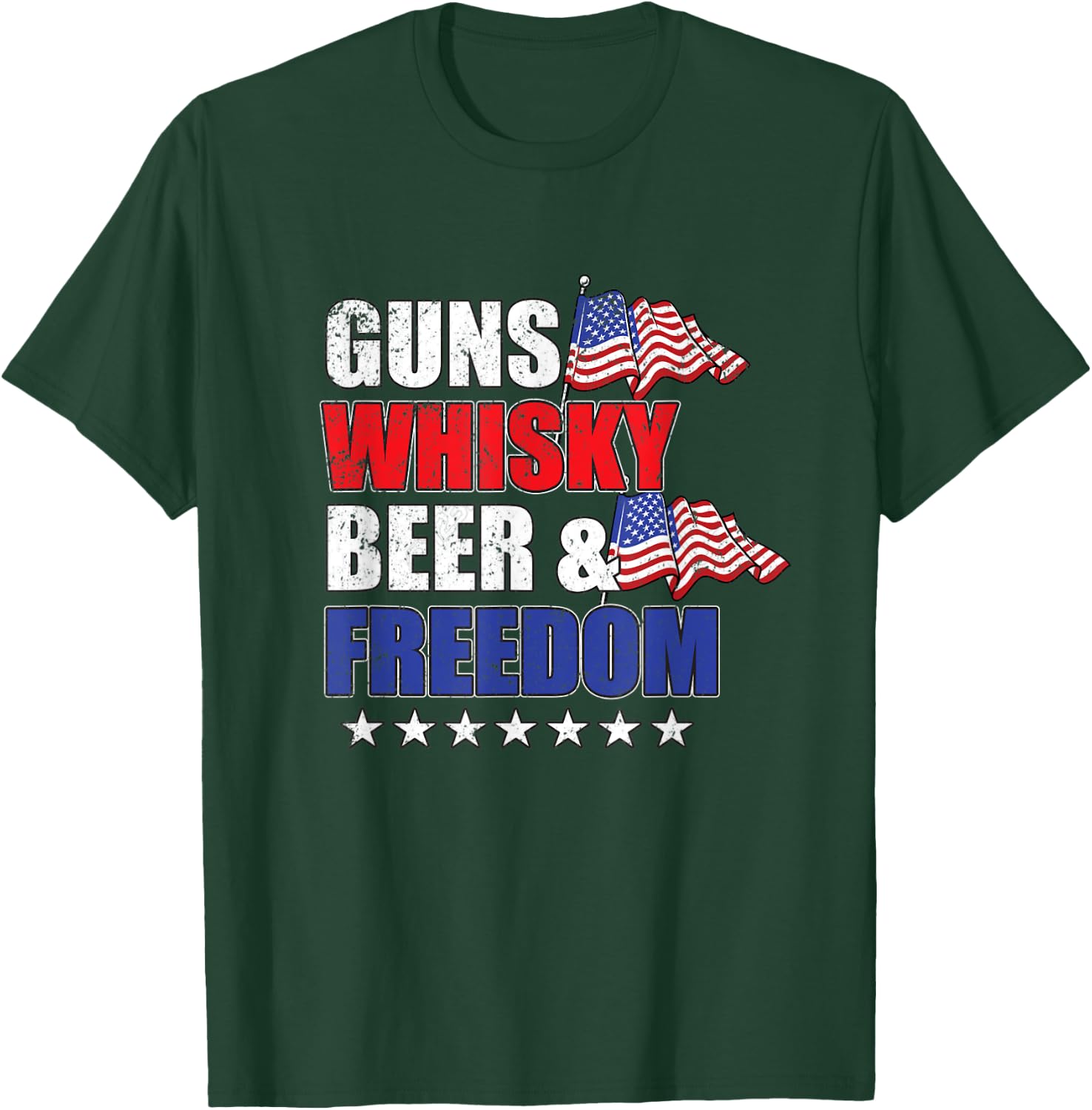 Guns Whiskey Beer And Freedom Gift Men Women 2nd Amendment T-Shirt - T-Shirt | Forest