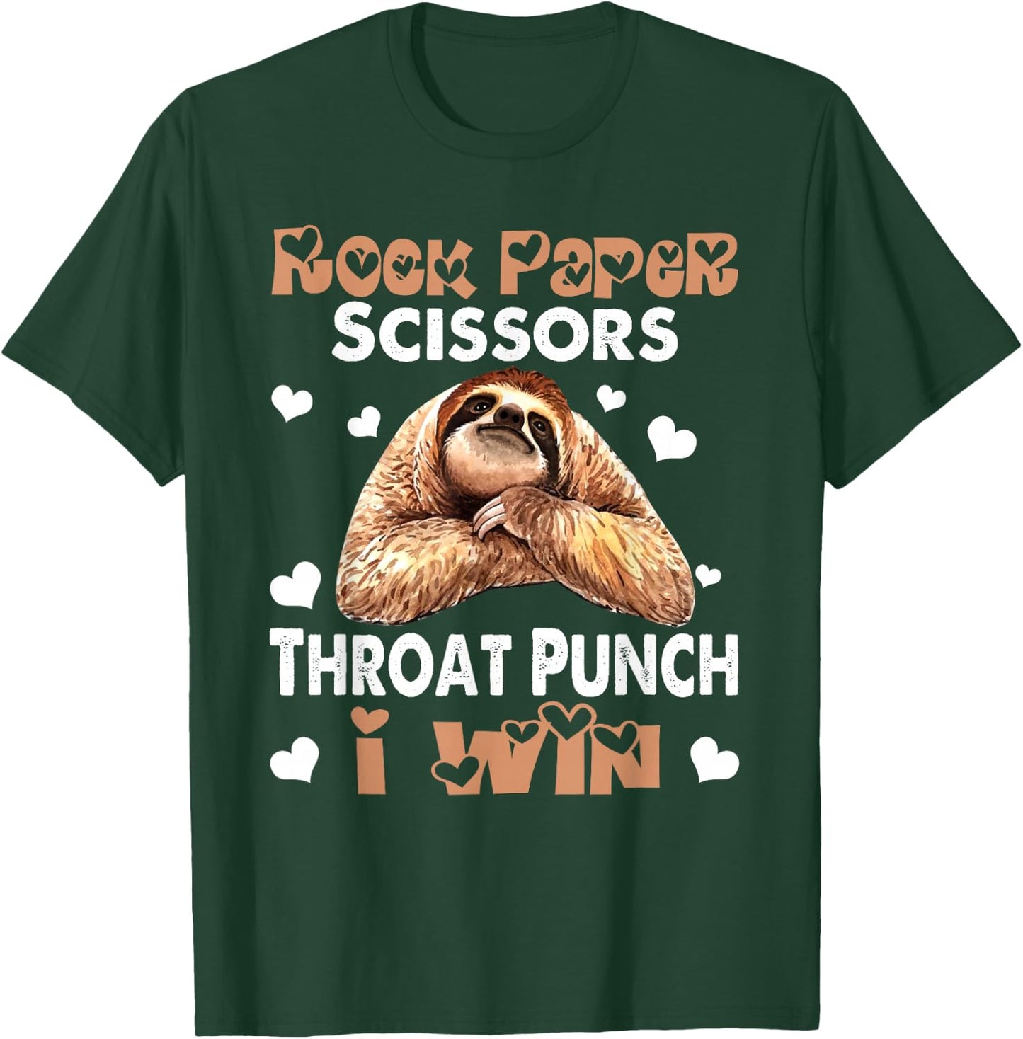 Funny Rock Paper Scissors Throat Punch I Win Sloth Lovers T-Shirt - T-Shirt | Forest