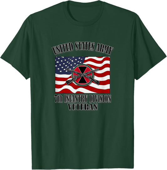 7th Infantry Division Veteran (Front Design) T-Shirt - T-Shirt | Forest