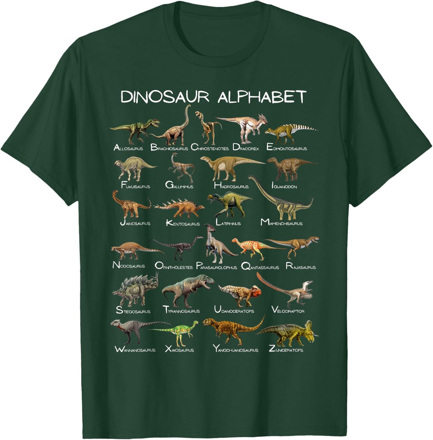 Dinosaur Alphabet ABC Dino Paleontology Educational T-Shirt - T-Shirt | Forest