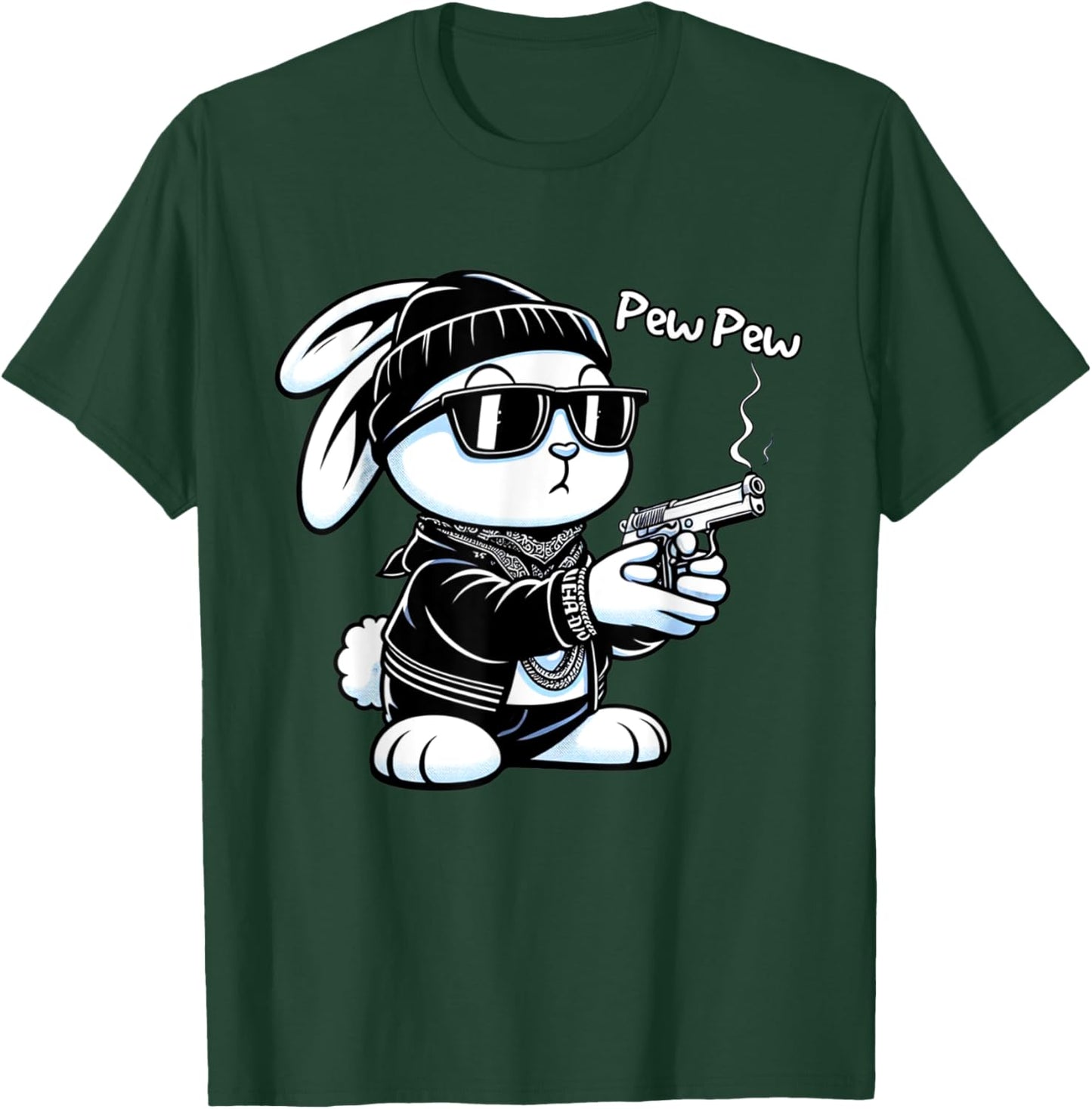 Thug Bunny Rabbit Gangster Rabbit With Gun Funny Rabbit T-Shirt - T-Shirt | Forest