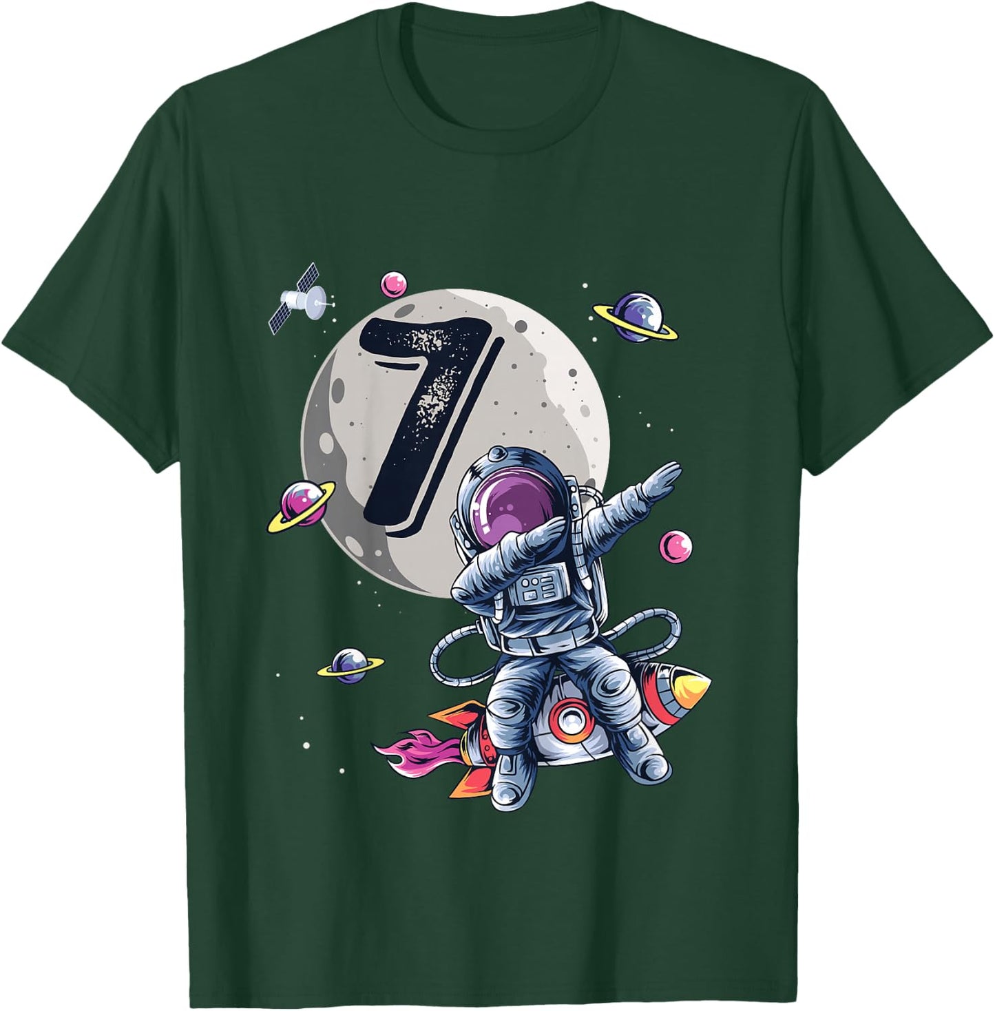 Kids 7 Years Old Birthday Boy Astronaut Gifts Space 7th B-Day T-Shirt - T-Shirt | Forest