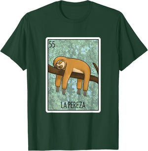 La Pereza Lottery Gift The Sloth Card Mexican Lottery Bingo T-Shirt - T-Shirt | Forest