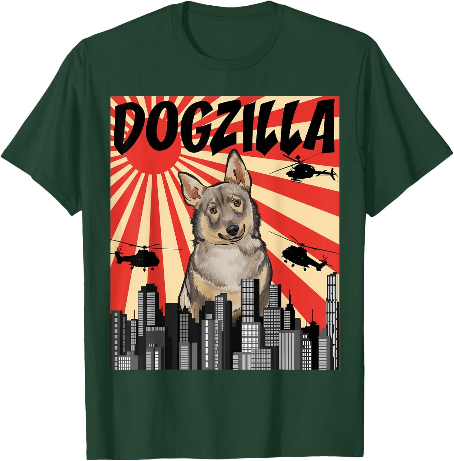 Funny Retro Japanese Dogzilla Swedish Vallhund T-Shirt - T-Shirt | Forest