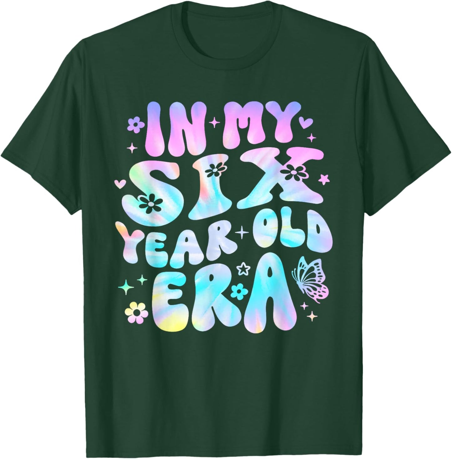 Groovy In My Six Year Old Era Girl 6th Birthday 6 Yrs Old T-Shirt - T-Shirt | Forest