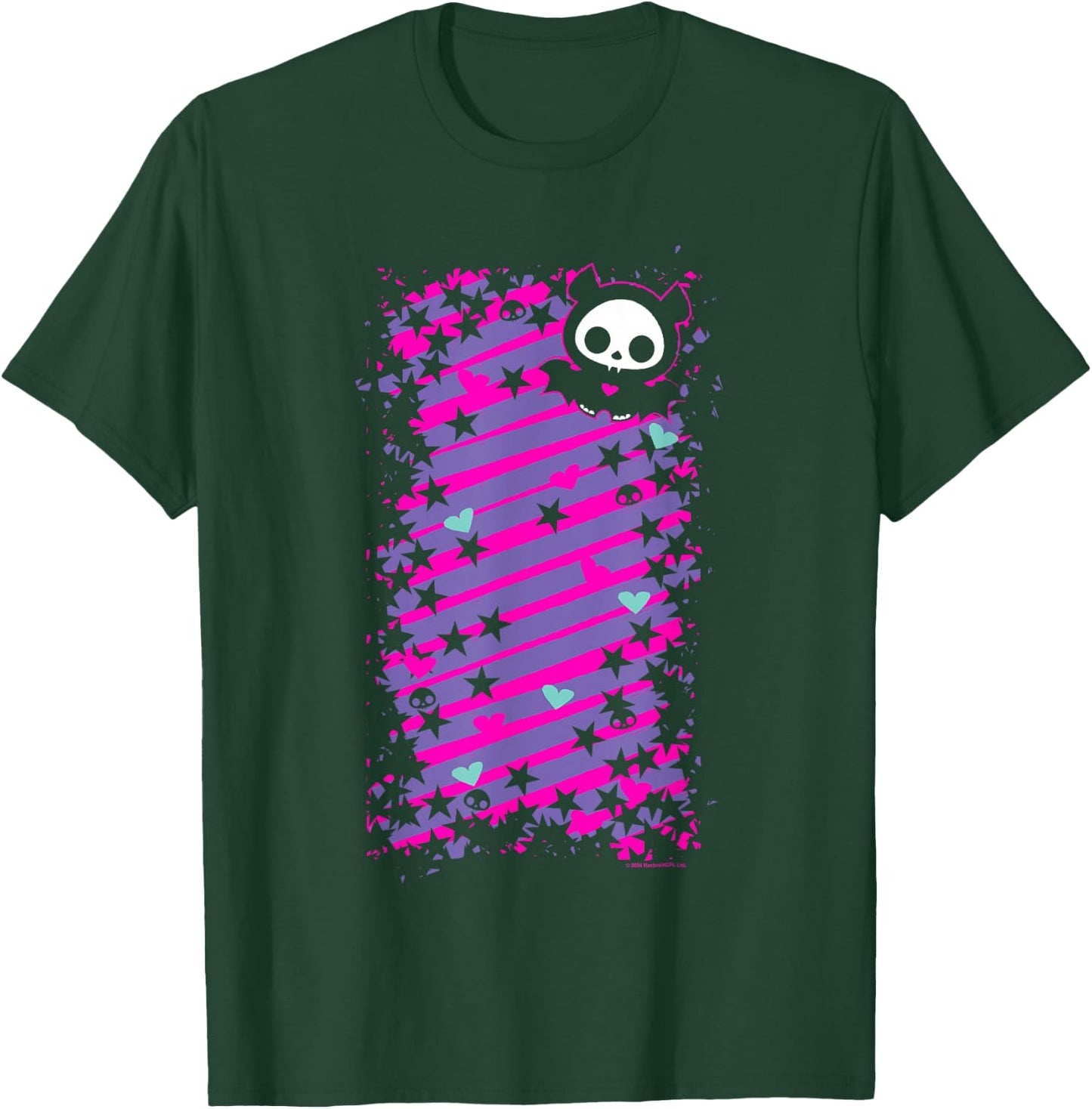 Skelanimals Diego Bat Vintage Pink Colour Pop Stripe Vignette T-Shirt - T-Shirt | Forest