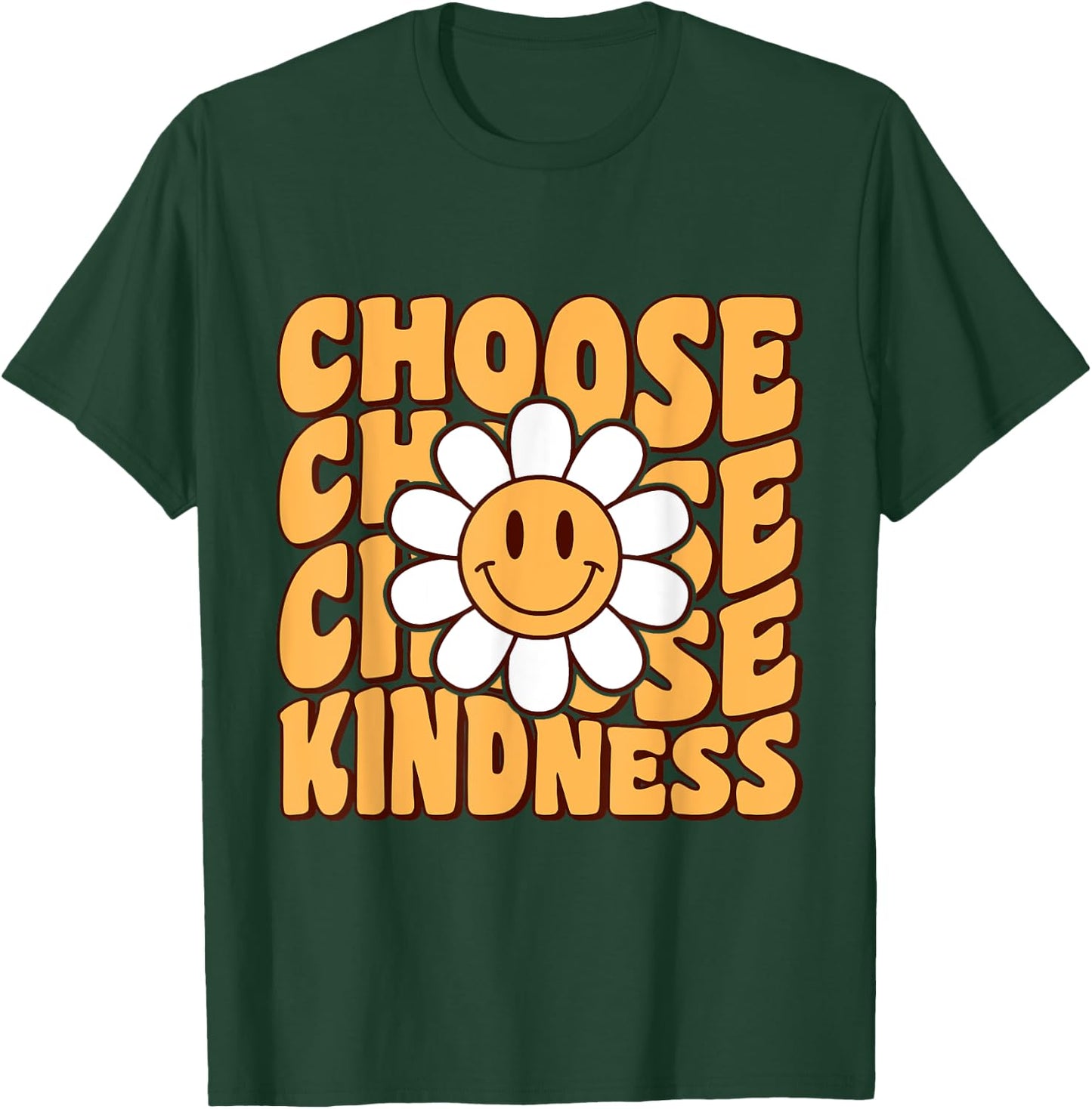 Choose Kindness Retro Groovy Be Kind Women Men Inspirational T-Shirt - T-Shirt | Forest