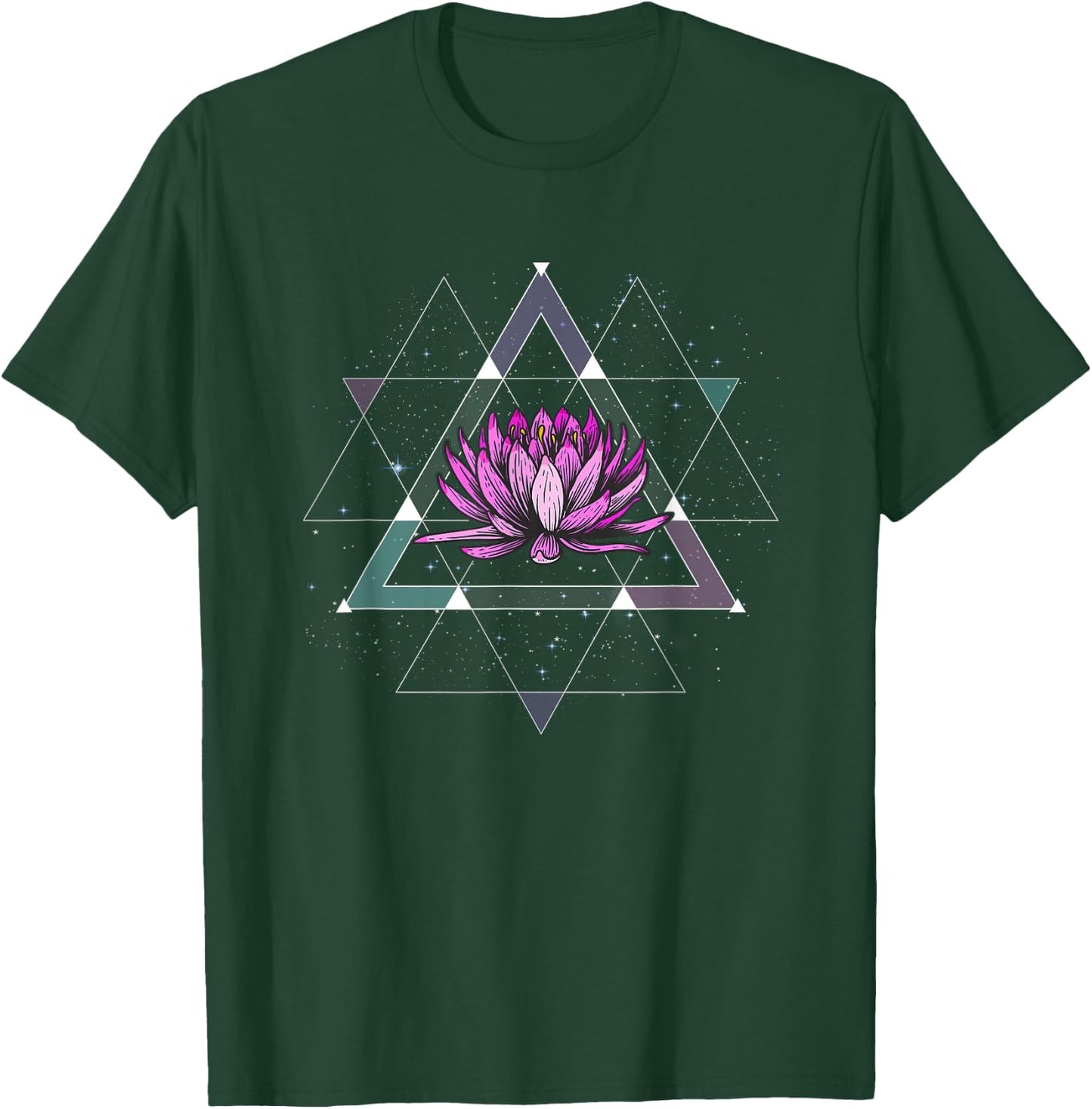 Lotus Flower Sacred Geometry Yoga Meditation Spiritual Zen T-Shirt - T-Shirt | Forest