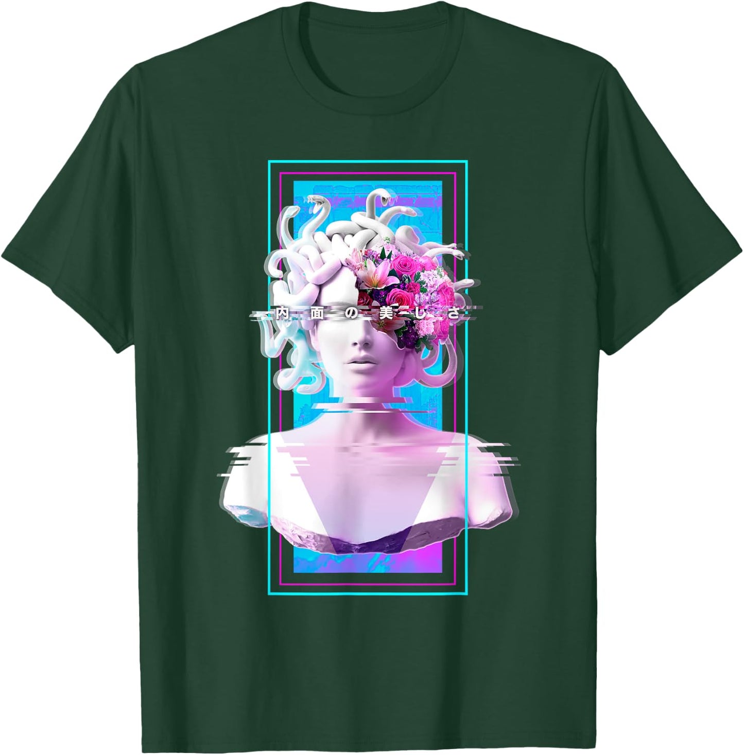 Vaporwave Medusa Statue Aesthetic Art Glitch Japanese Otaku T-Shirt - T-Shirt | Forest