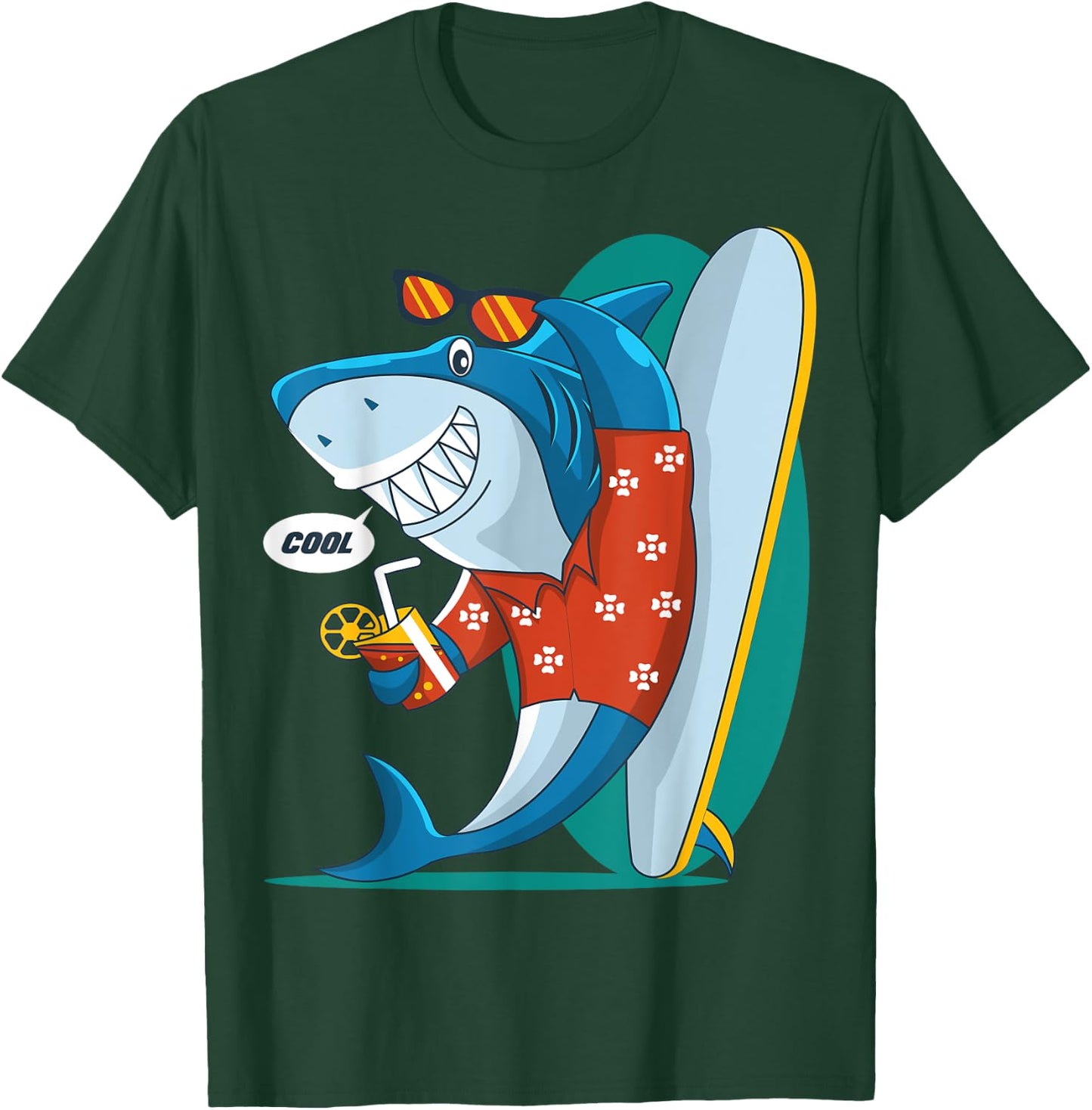 Cool Shark Surfing Design T-Shirt - T-Shirt | Forest