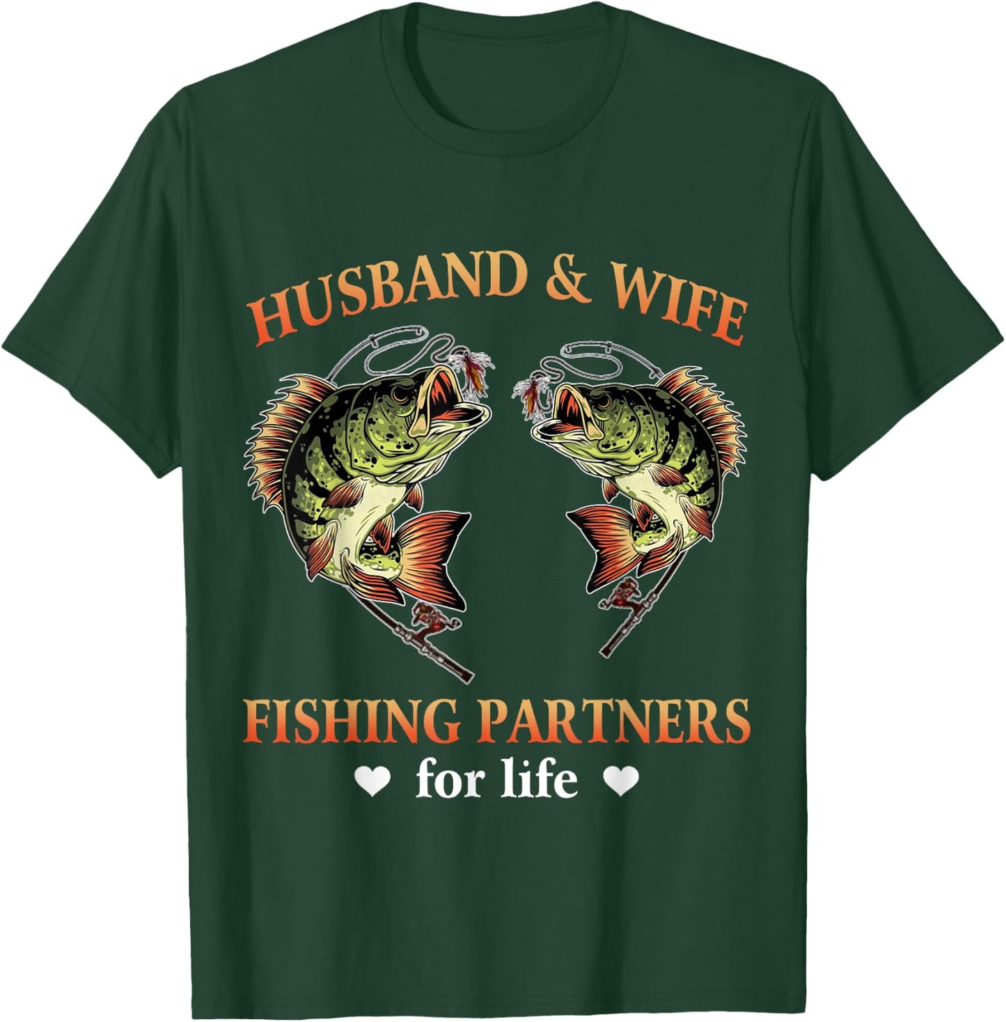 Husband And Wife Fishing Partners For Life Funny Fishing T-Shirt - T-Shirt | Forest