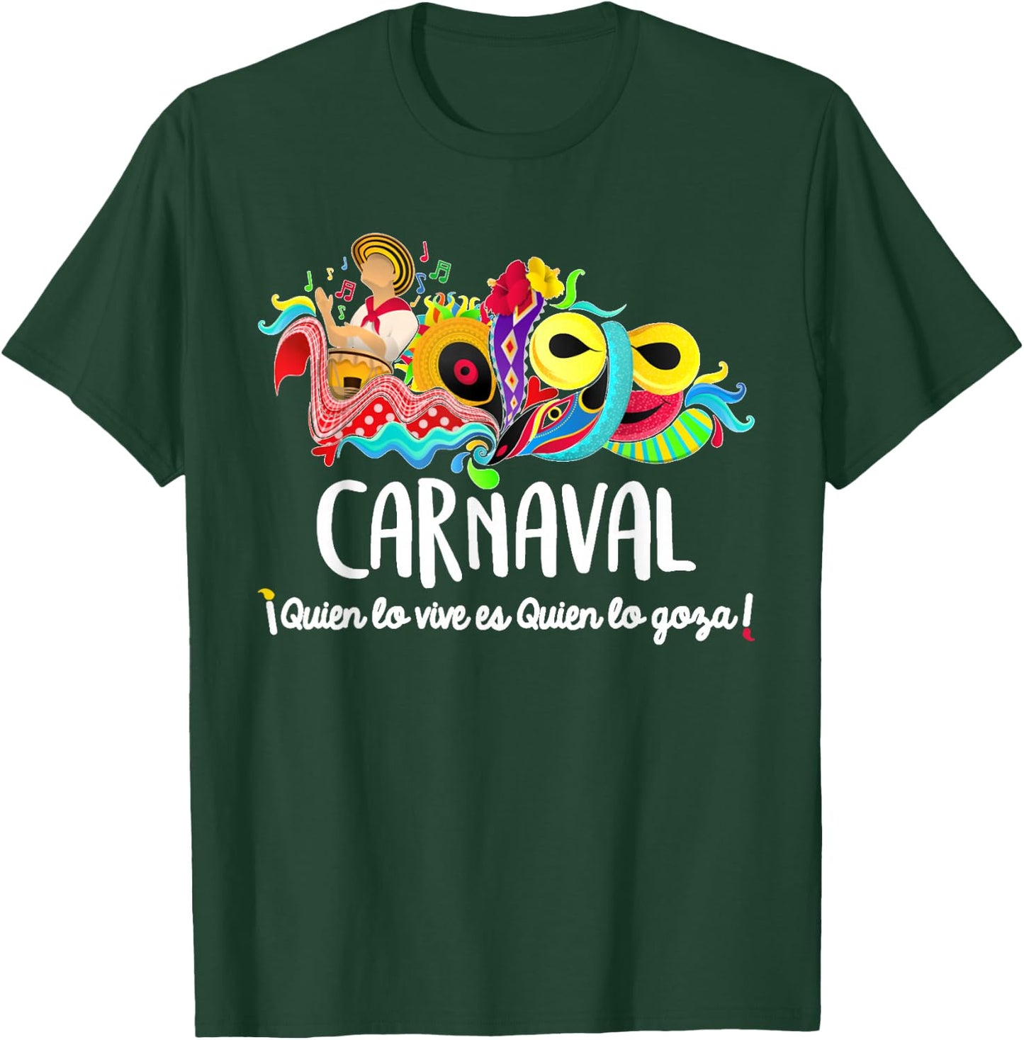 Mardi Gras Carnaval Funny Gift -Adults , Black, Small, Short Sleeve, Classic Fit, Cotton 60% Polyester 40%, Carnaval de Barranquilla, Monkey, Party, Carnival T-Shirt - T-Shirt | Forest