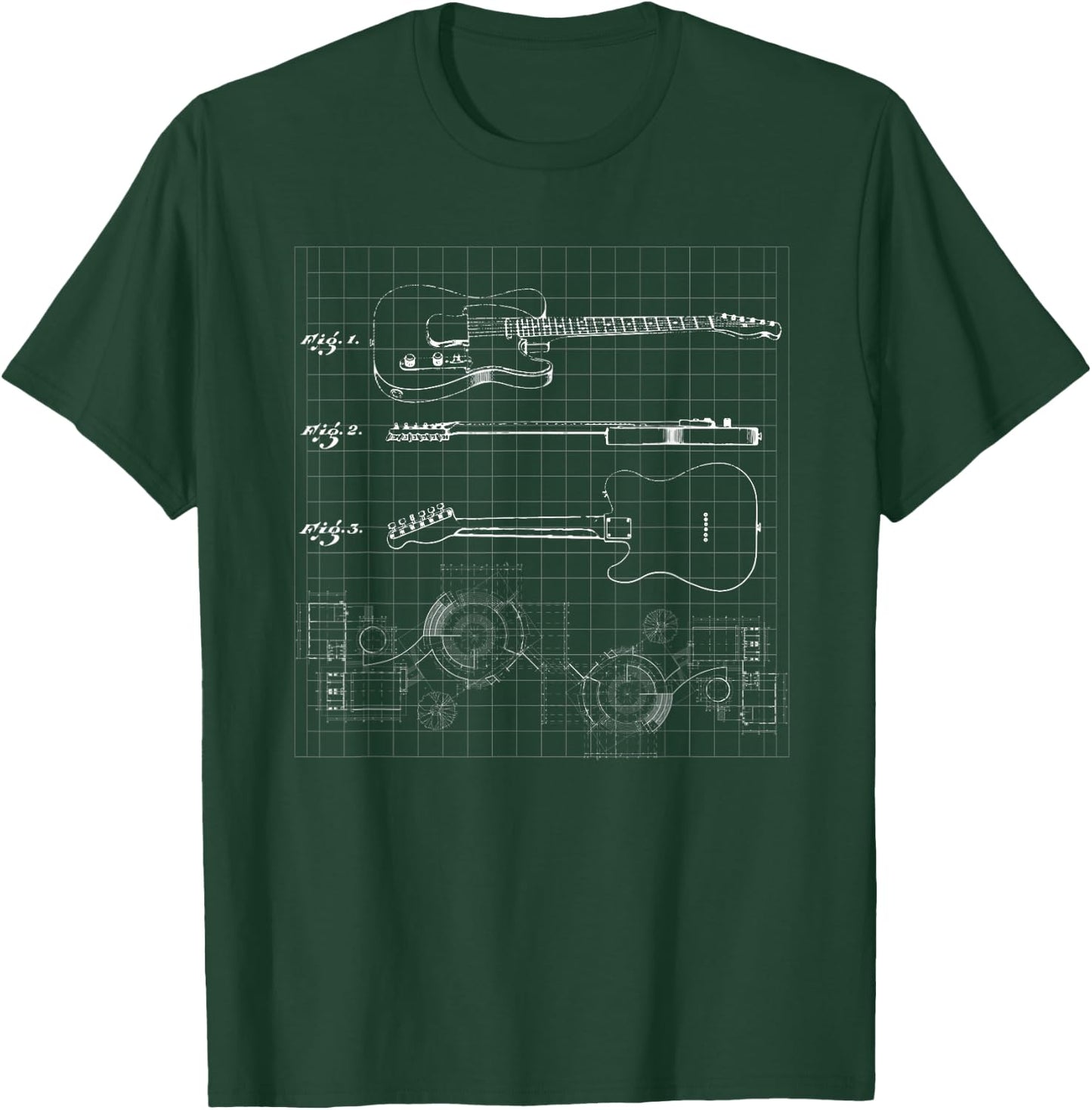 Guitar Patent Print 1955 I Vintage Patent Print Art Guitar T-Shirt - T-Shirt | Forest